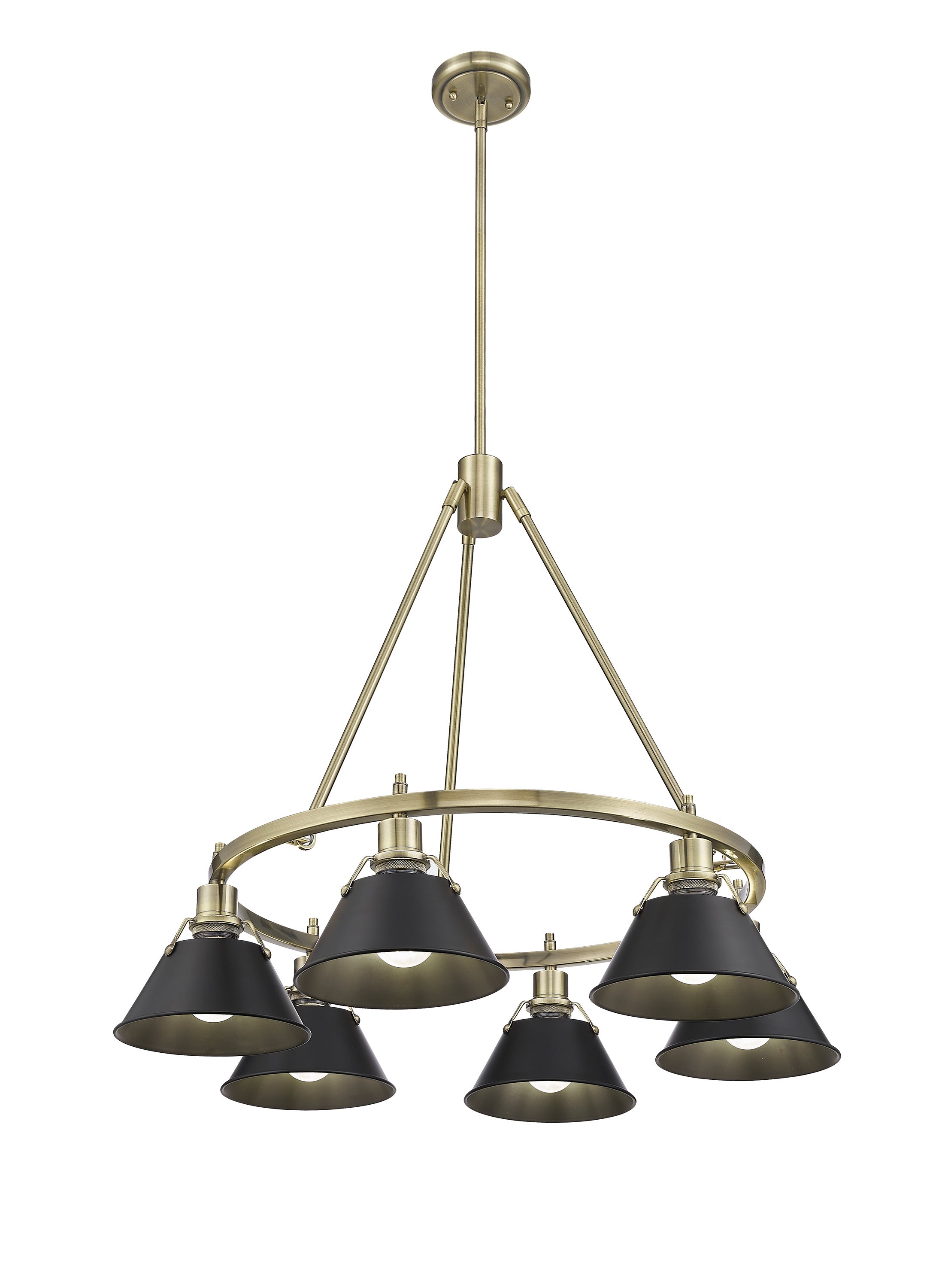 Yep by Golden Lighting Orwell 6-light Chandelier in Aged Brass and Matte Black shade - - Golden Lighting