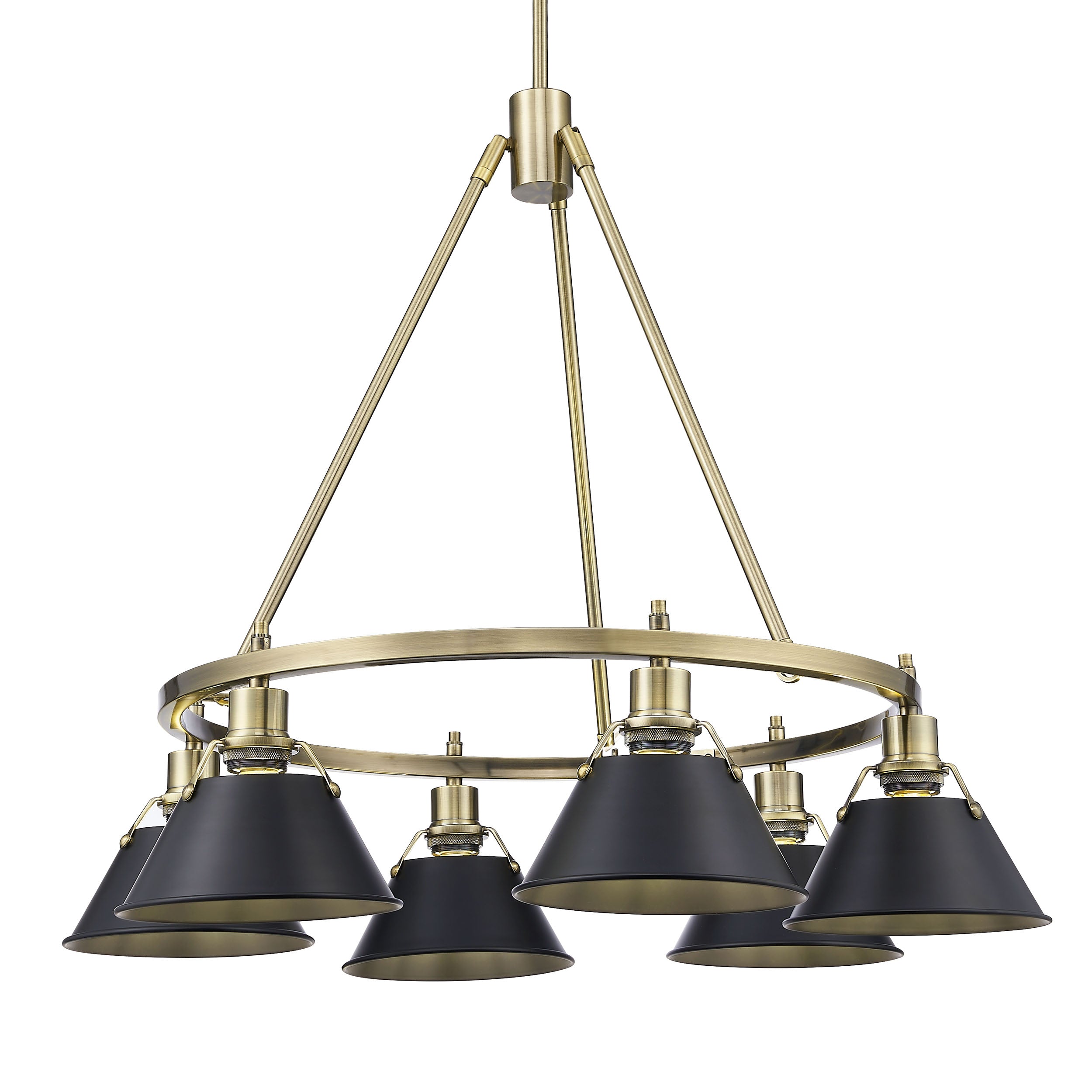 Yep by Golden Lighting Orwell 6-light Chandelier in Aged Brass and Matte Black shade - - Golden Lighting