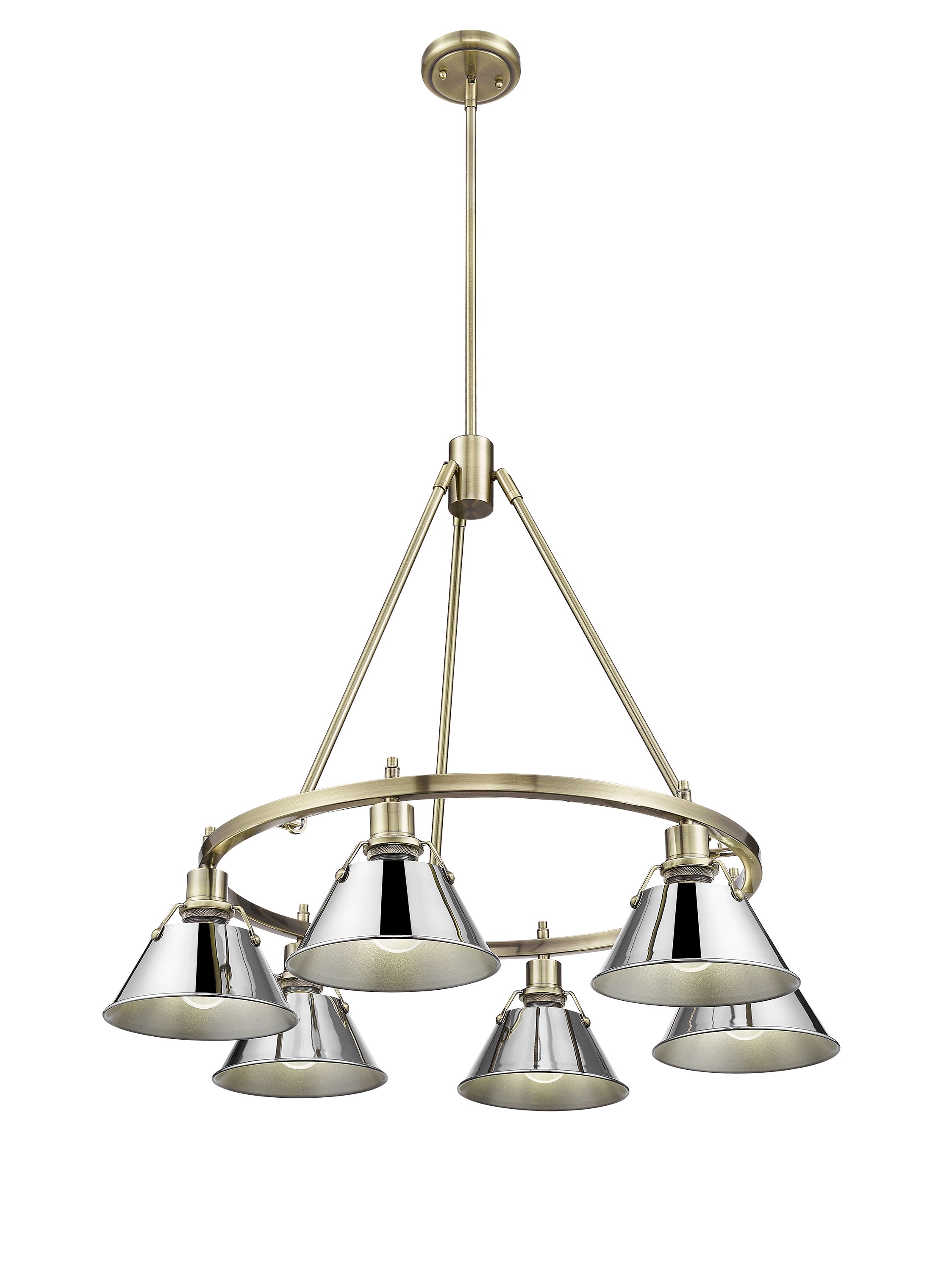 Yep by Golden Lighting Orwell 6-light Chandelier in Aged Brass and Chrome shade - - Golden Lighting