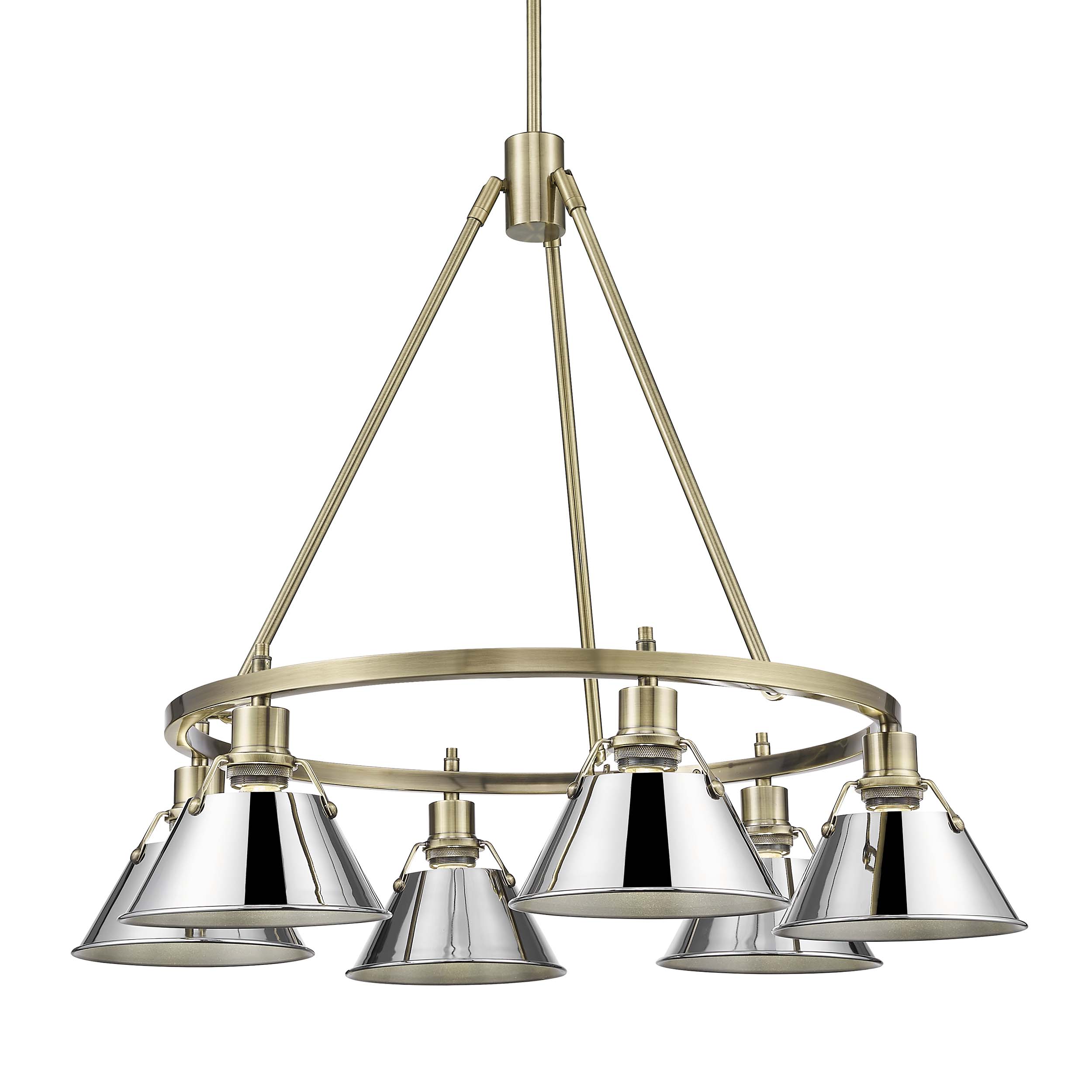 Yep by Golden Lighting Orwell 6-light Chandelier in Aged Brass and Chrome shade - Default Title - Golden Lighting