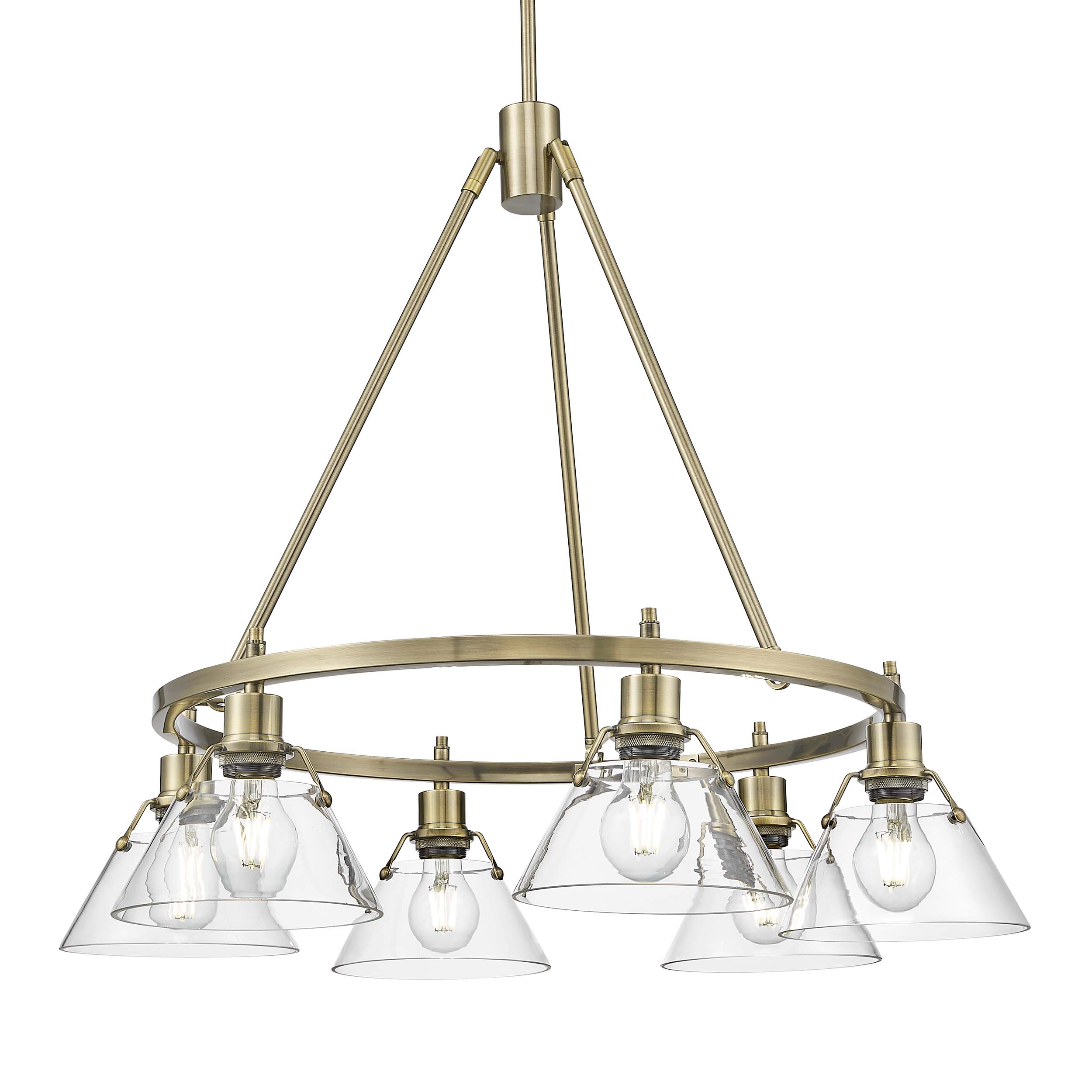 Yep by Golden Lighting Orwell 6-light Chandelier in Aged Brass and Clear Glass - Default Title - Golden Lighting