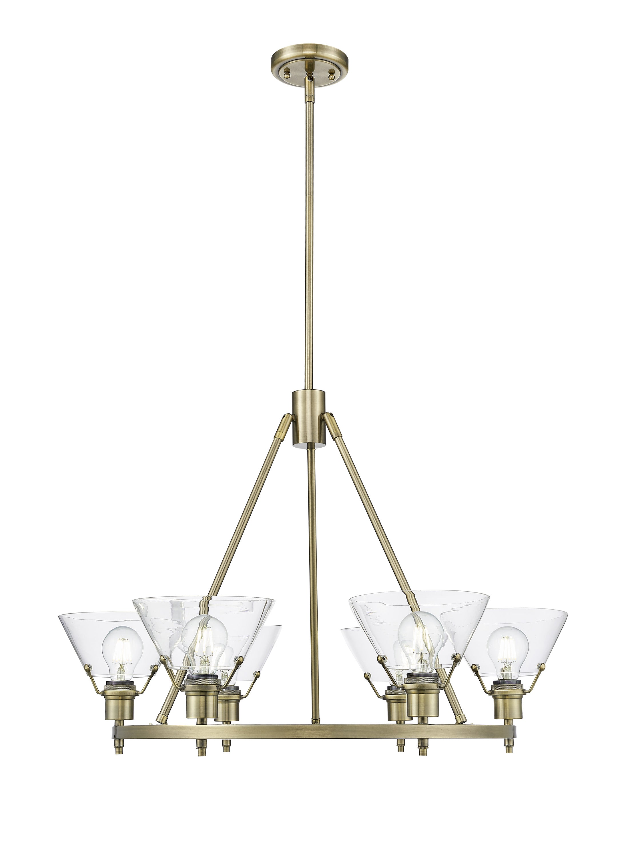 Orwell 6-Light Chandelier in Aged Brass with Clear Glass - Default Title - Golden Lighting