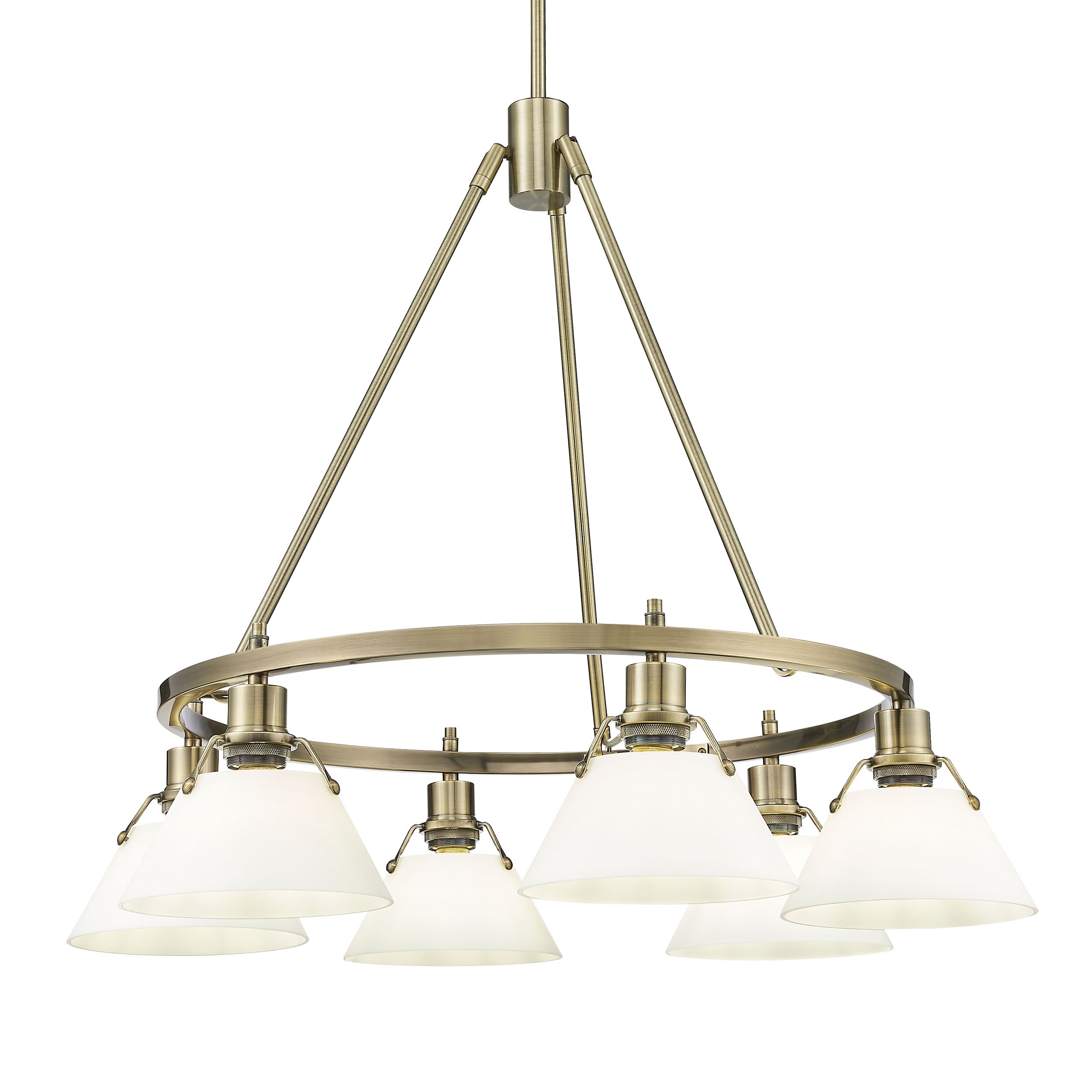 Yep by Golden Lighting Orwell 6-light Chandelier in Aged Brass and Opal Glass - Default Title - Golden Lighting