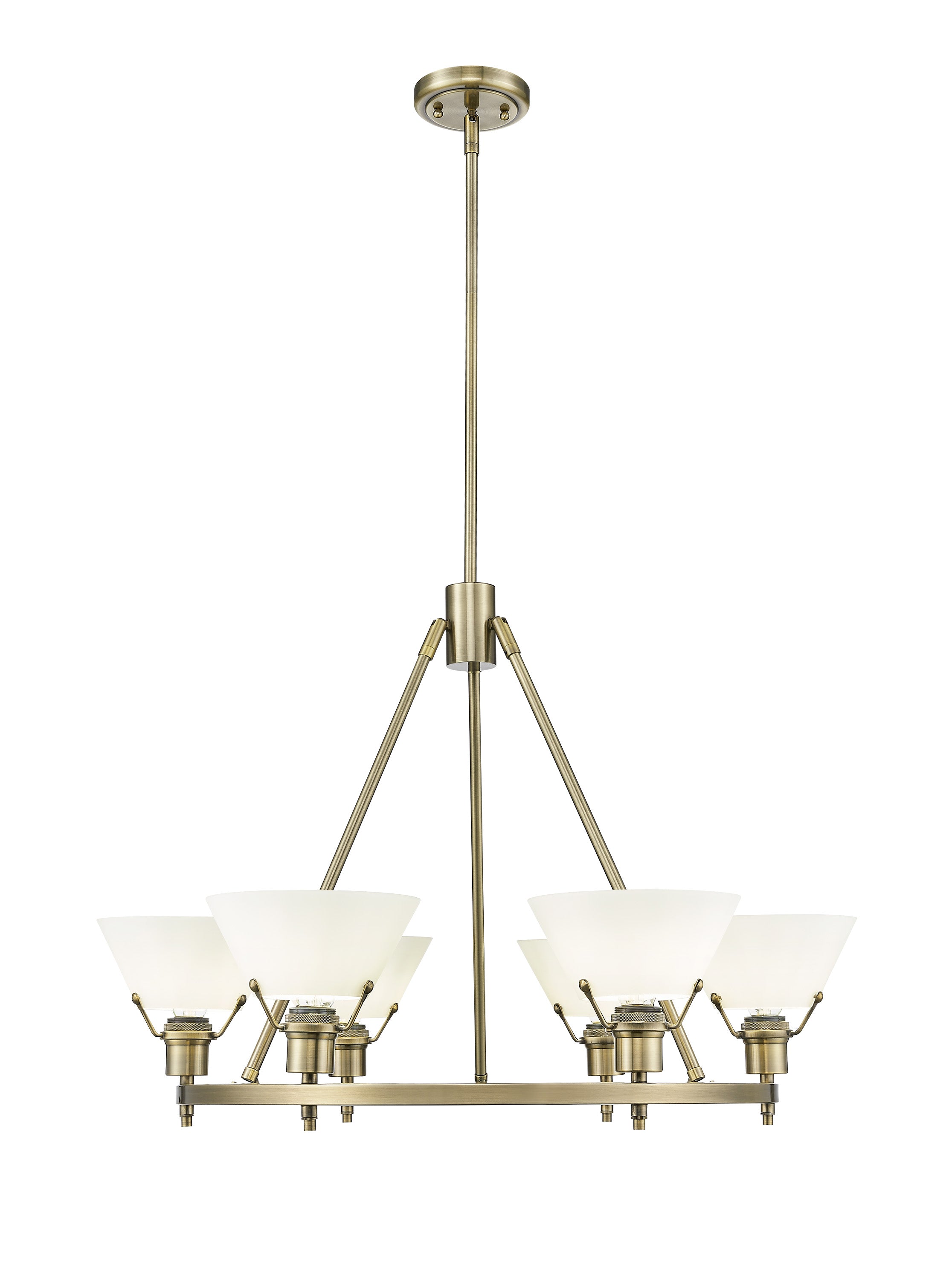 Yep by Golden Lighting Orwell 6-light Chandelier in Aged Brass and Opal Glass - - Golden Lighting