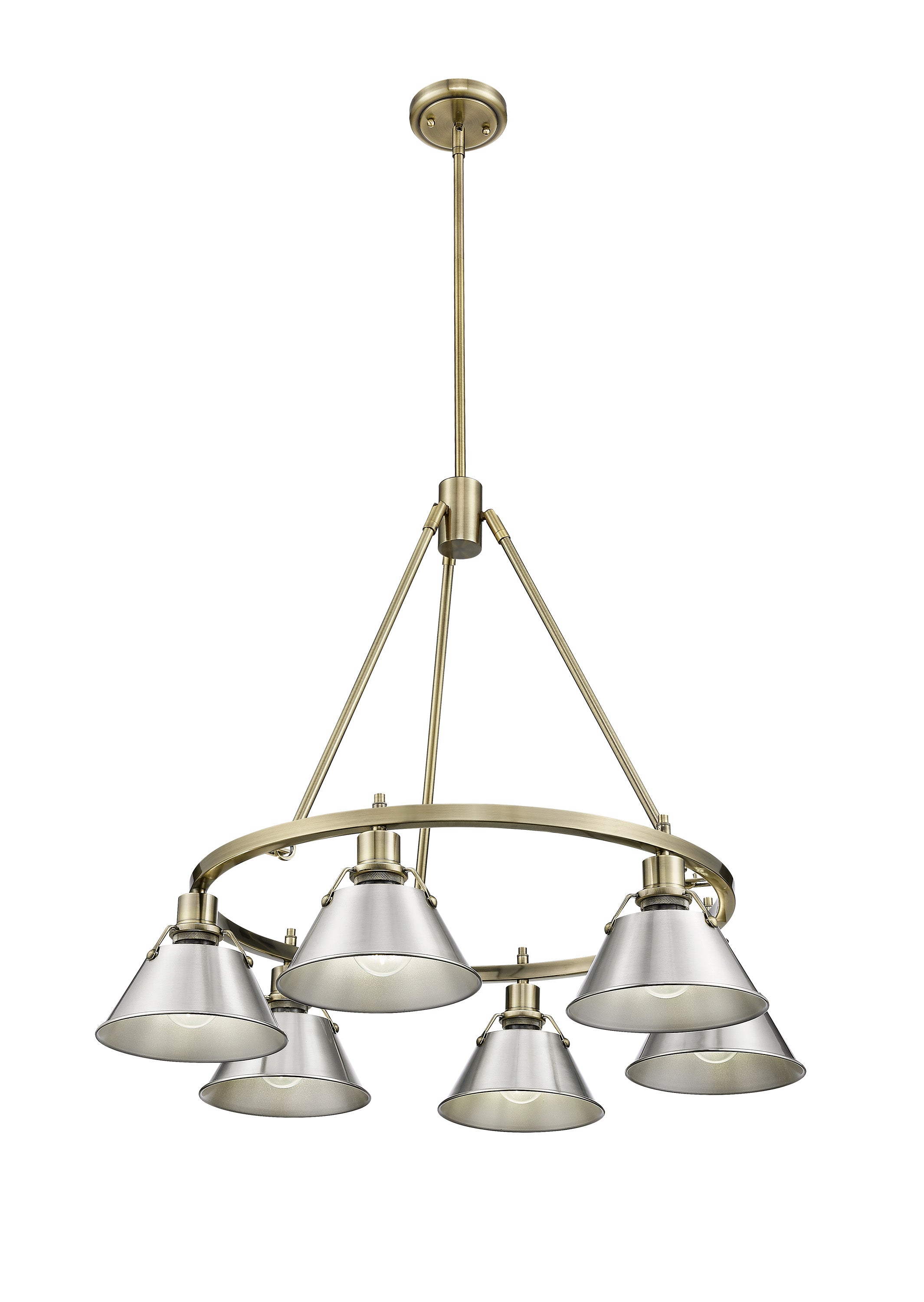 Yep by Golden Lighting Orwell 6-light Chandelier in Aged Brass and Pewter shade - - Golden Lighting