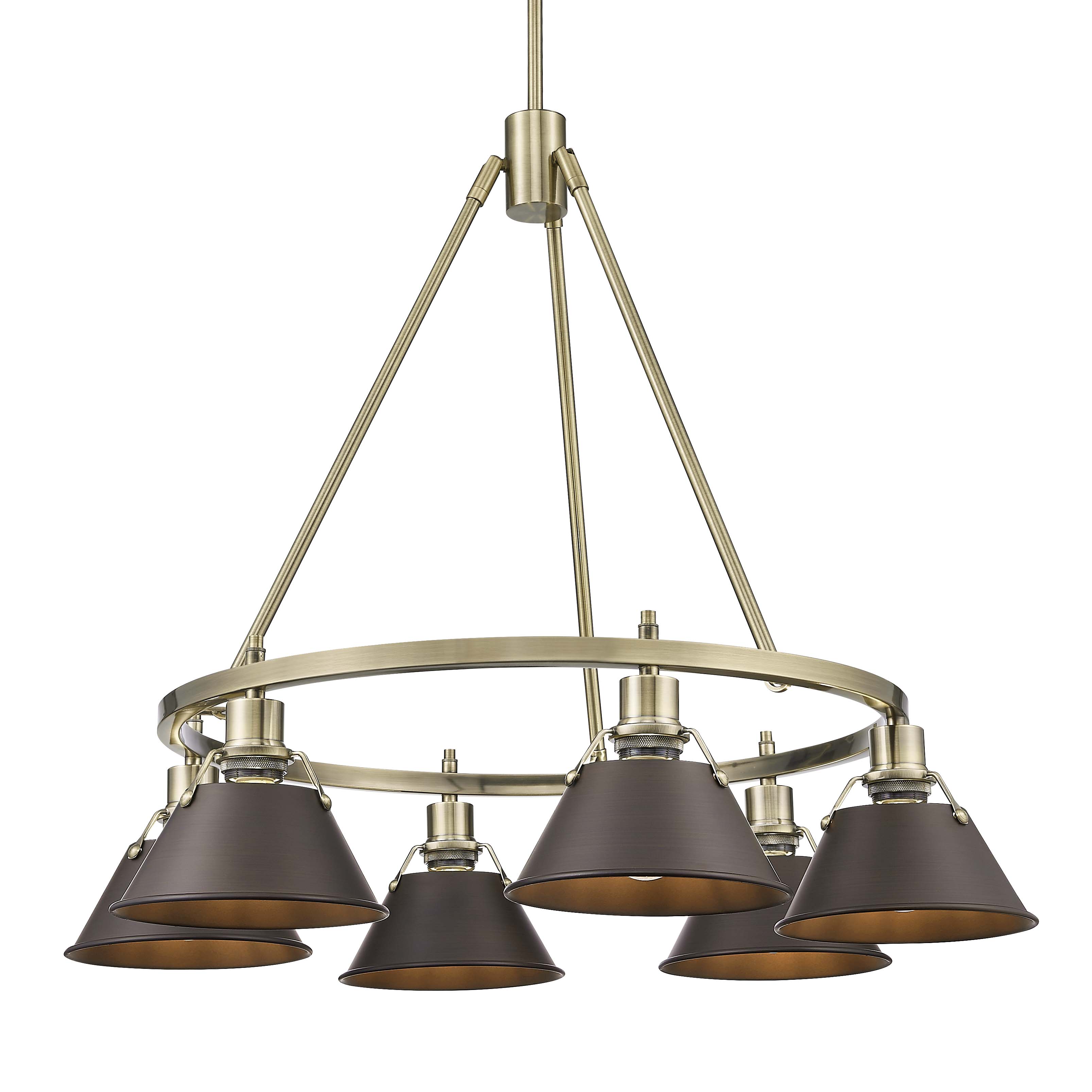 Yep by Golden Lighting Orwell 6-light Chandelier in Aged Brass and Rubbed Bronze shade - - Golden Lighting