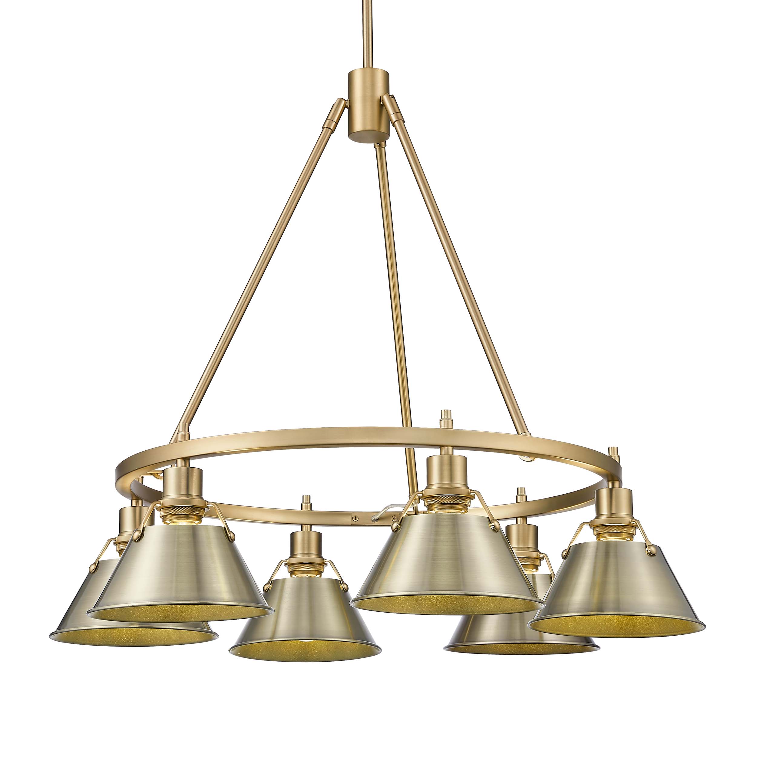 Yep by Golden Lighting Orwell 6-light Chandelier in Brushed Champagne Brass and Aged Brass shade - - Golden Lighting