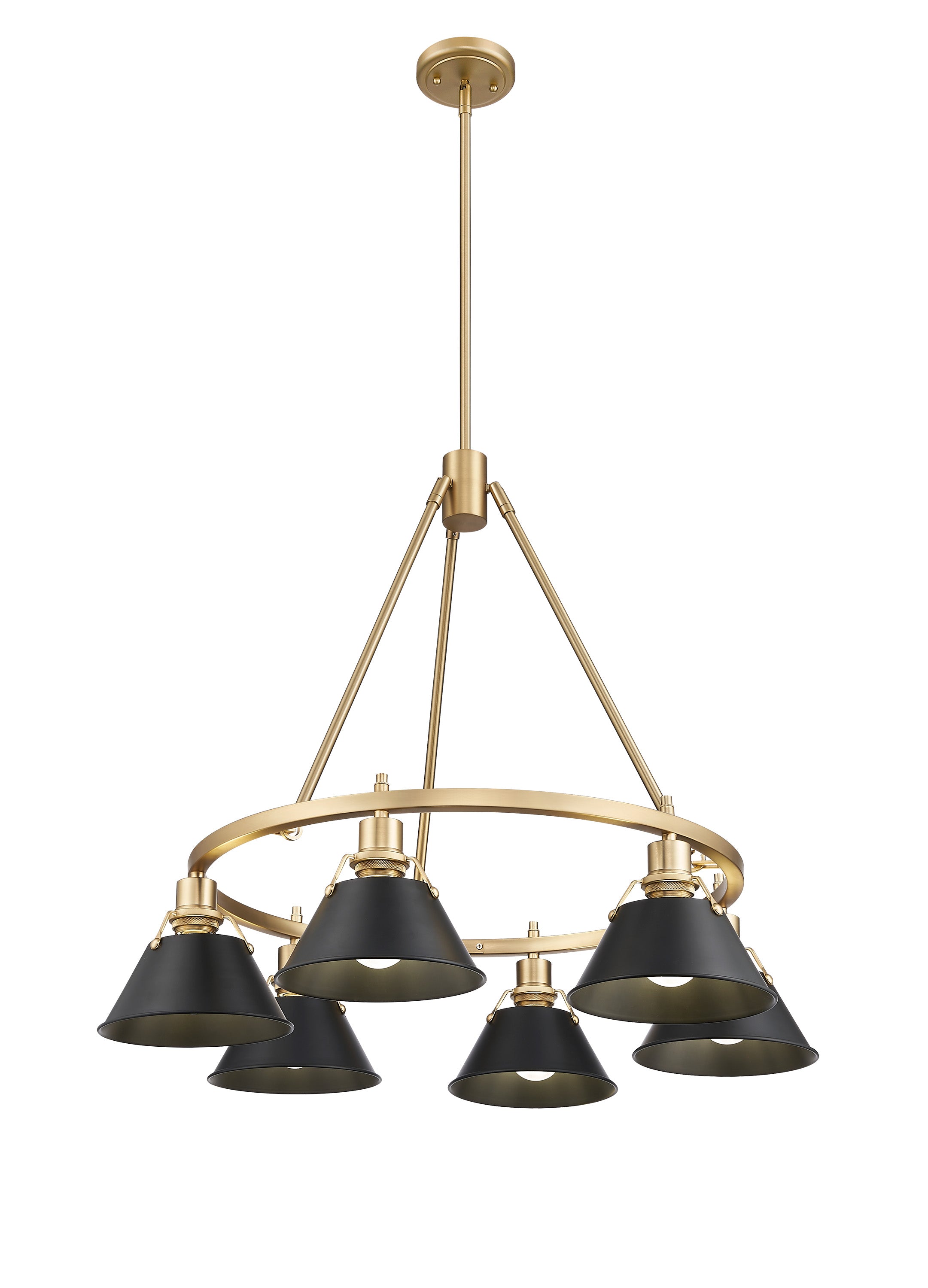 Yep by Golden Lighting Orwell 6-light Chandelier in Brushed Champagne Brass and Matte Black shade - - Golden Lighting