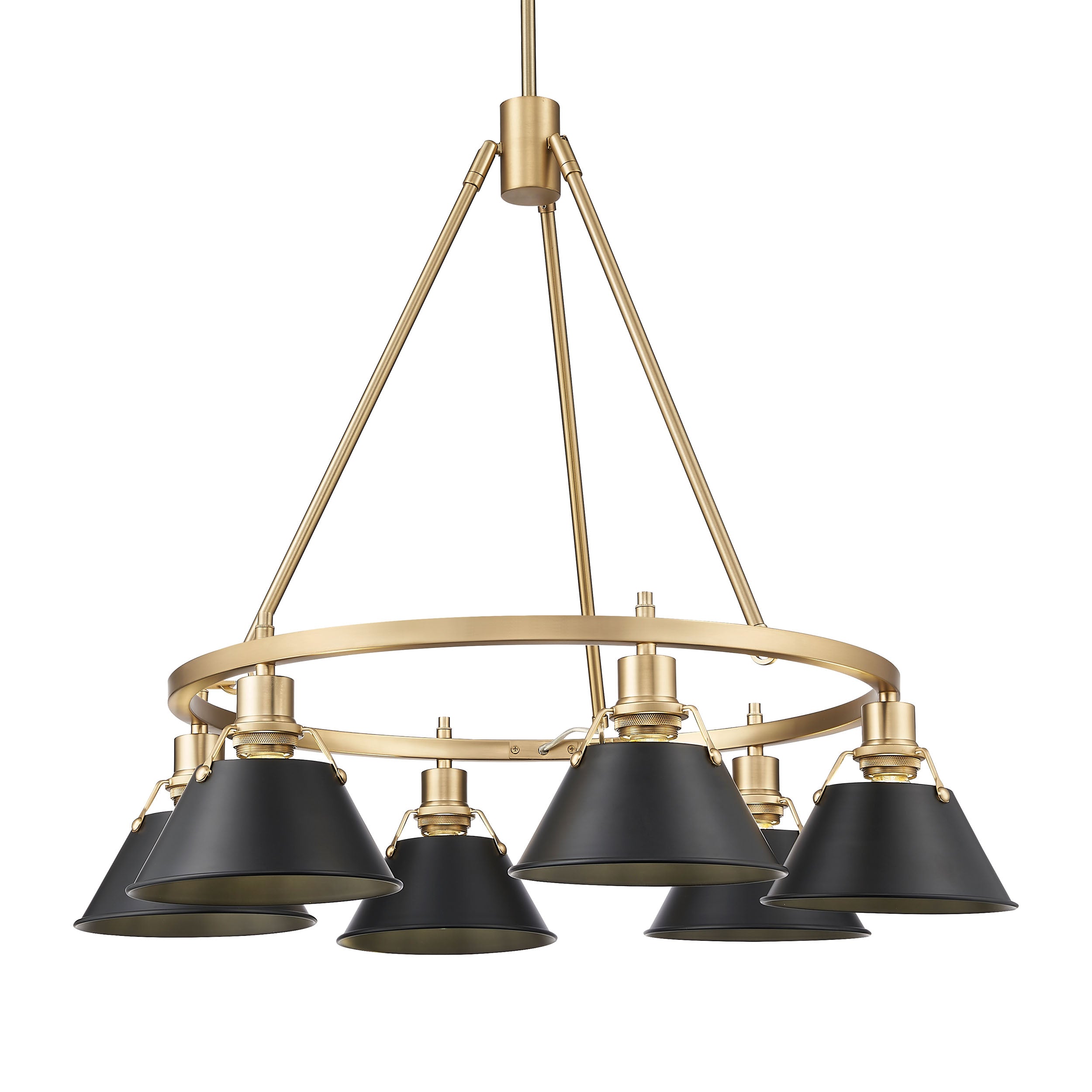 Yep by Golden Lighting Orwell 6-light Chandelier in Brushed Champagne Brass and Matte Black shade - - Golden Lighting