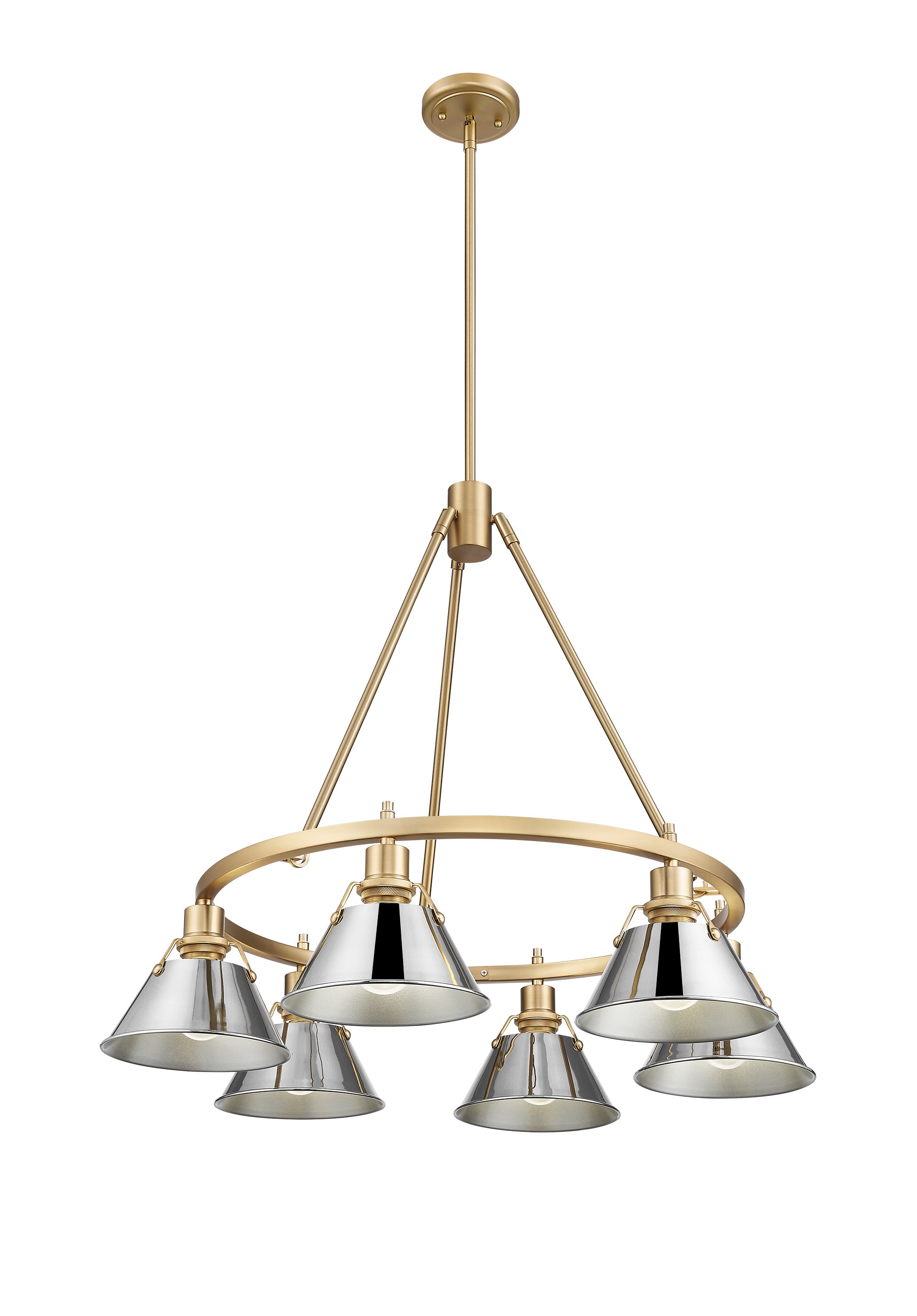 Yep by Golden Lighting Orwell 6-light Chandelier in Brushed Champagne Brass and Chrome shade - - Golden Lighting