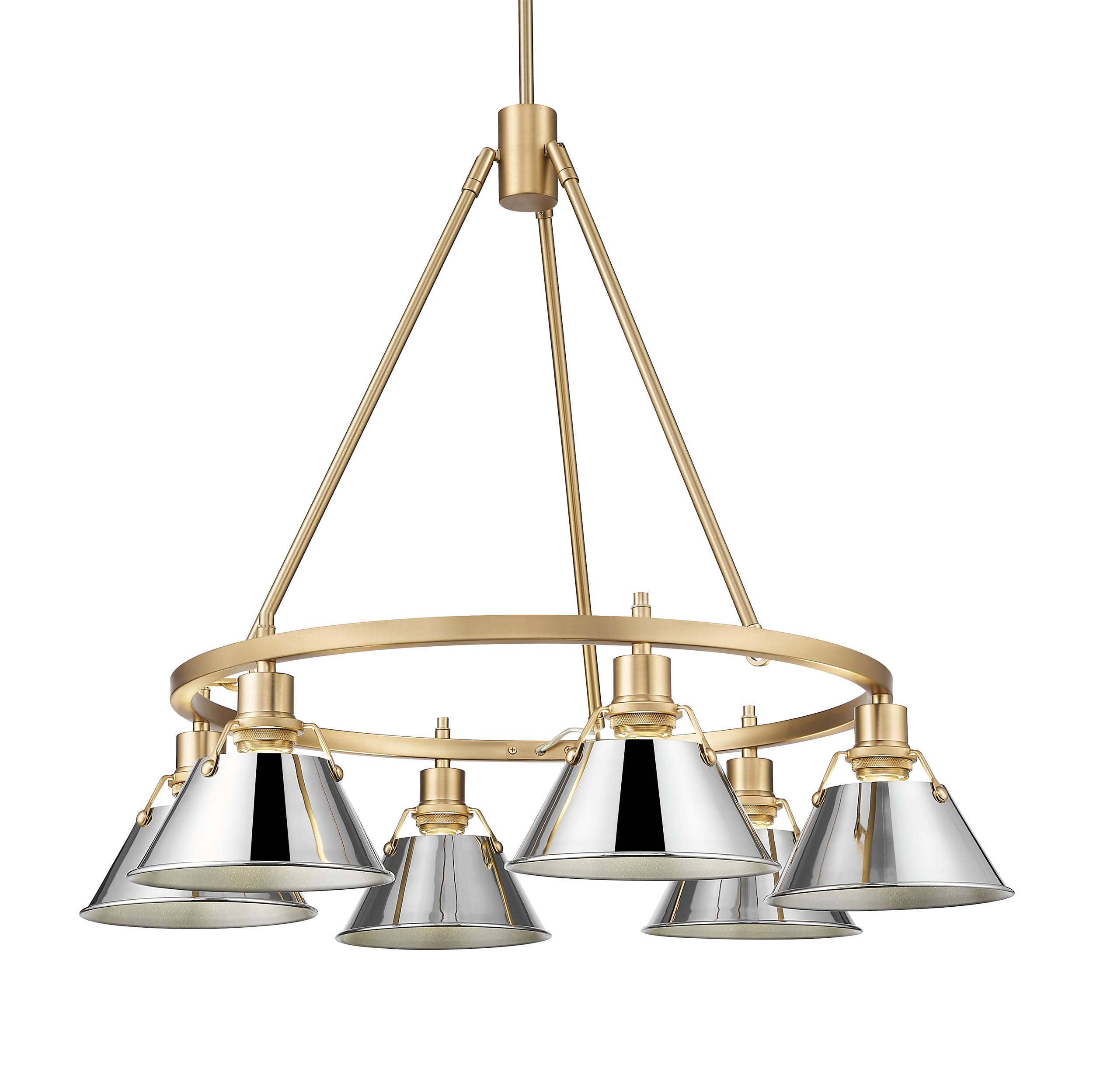 Yep by Golden Lighting Orwell 6-light Chandelier in Brushed Champagne Brass and Chrome shade - - Golden Lighting