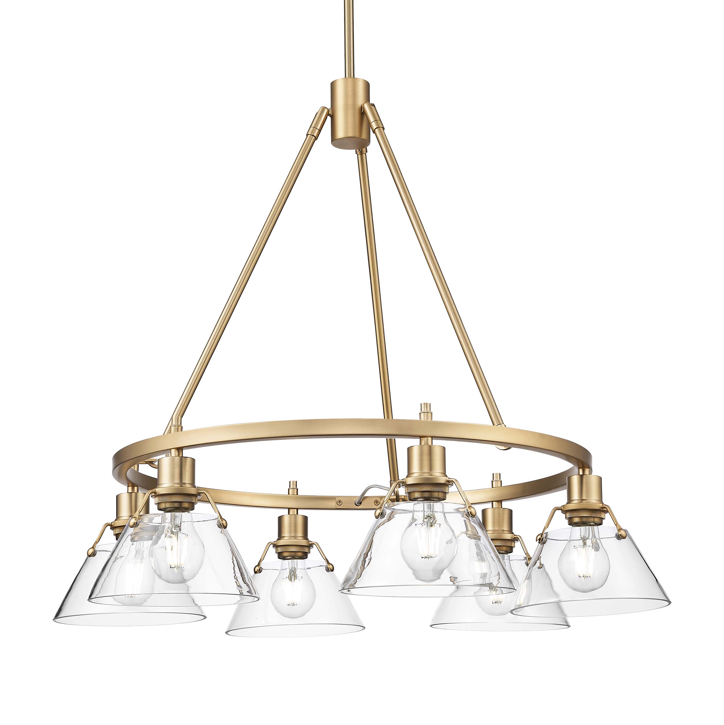 Yep by Golden Lighting Orwell 6-light Chandelier in Brushed Champagne Brass and Clear Glass - Default Title - Golden Lighting