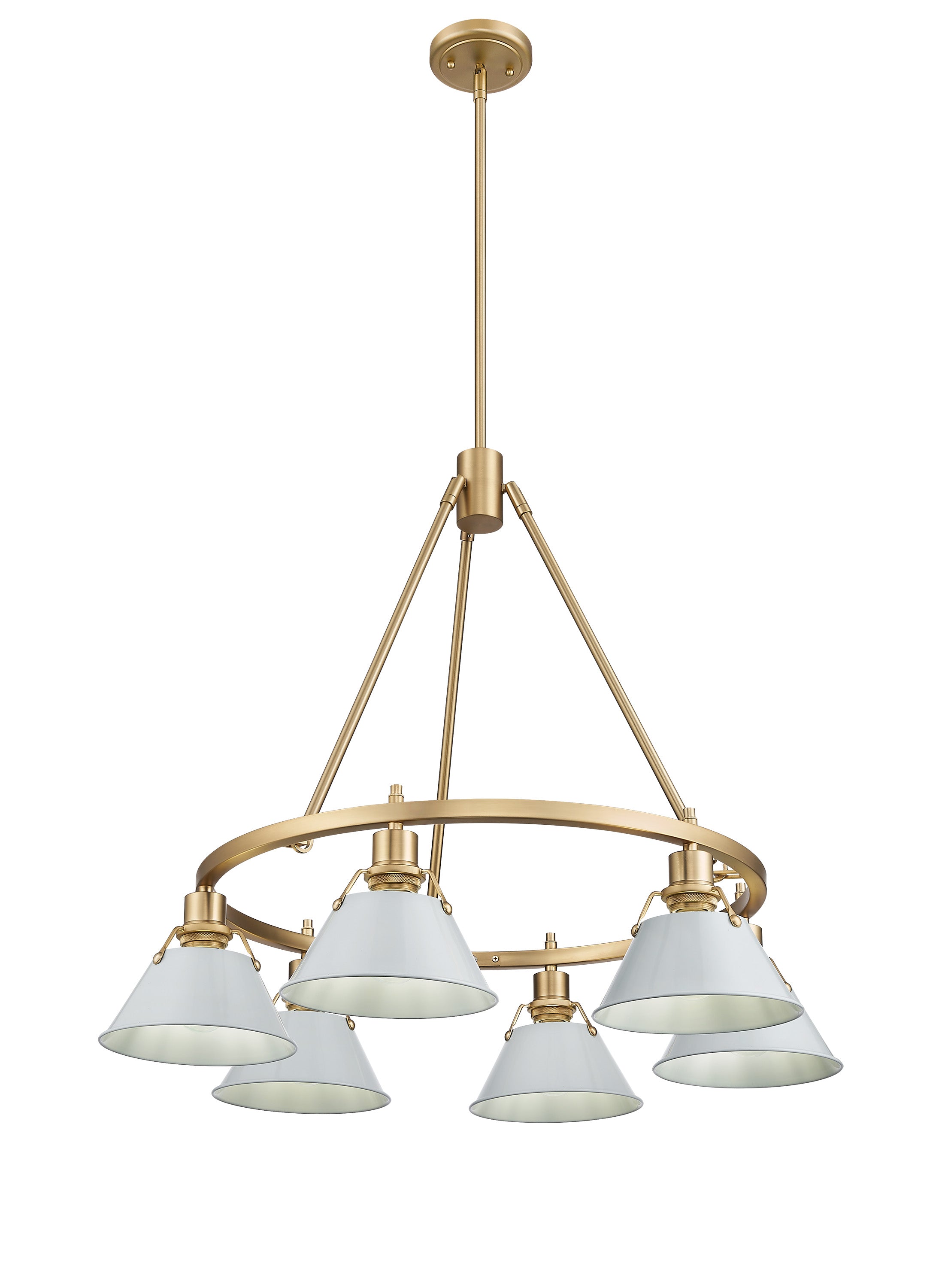Yep by Golden Lighting Orwell 6-light Chandelier in Brushed Champagne Brass and Dusky Blue shade - - Golden Lighting