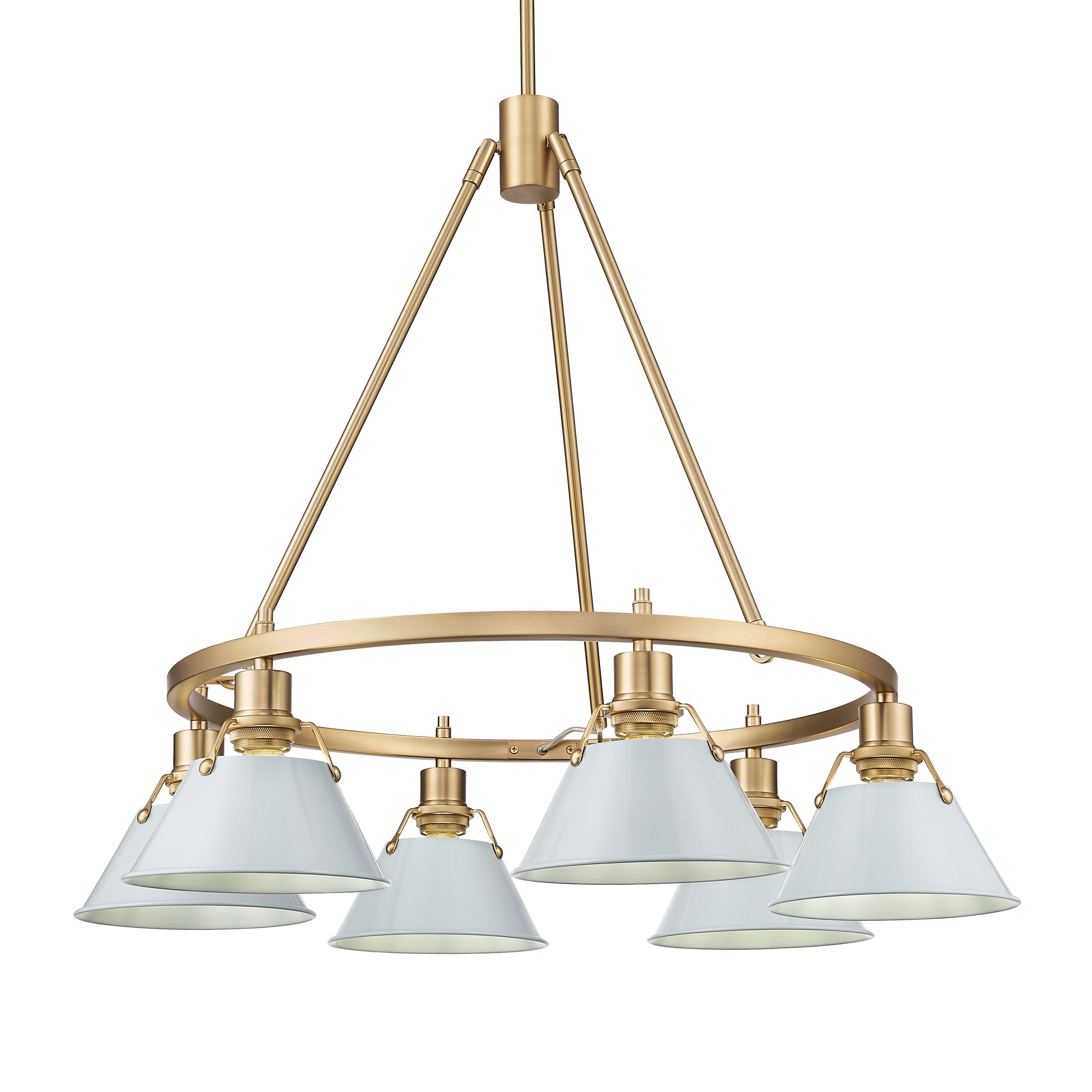 Yep by Golden Lighting Orwell 6-light Chandelier in Brushed Champagne Brass and Dusky Blue shade - - Golden Lighting