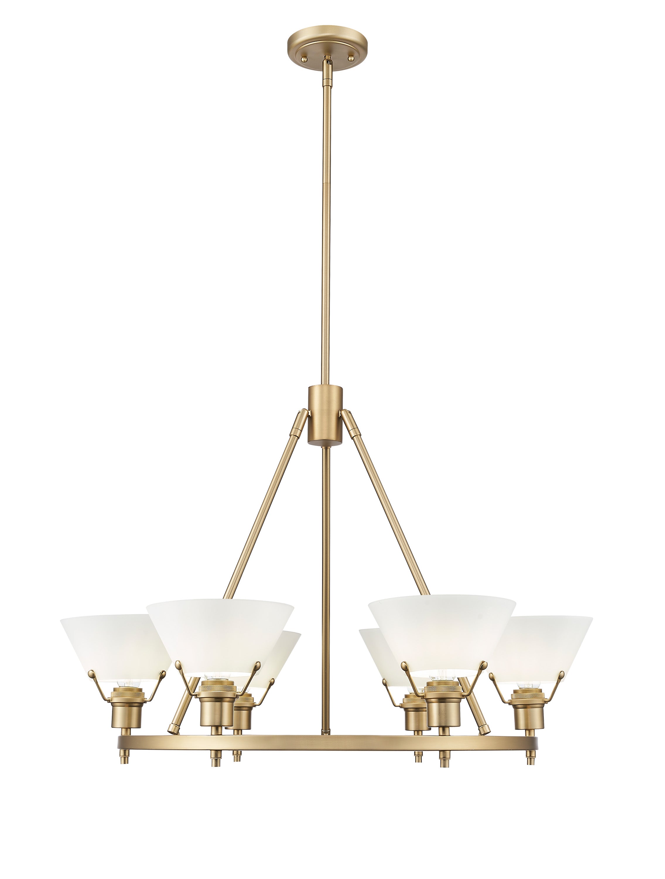 Yep by Golden Lighting Orwell 6-light Chandelier in Brushed Champagne Brass and Opal Glass - - Golden Lighting