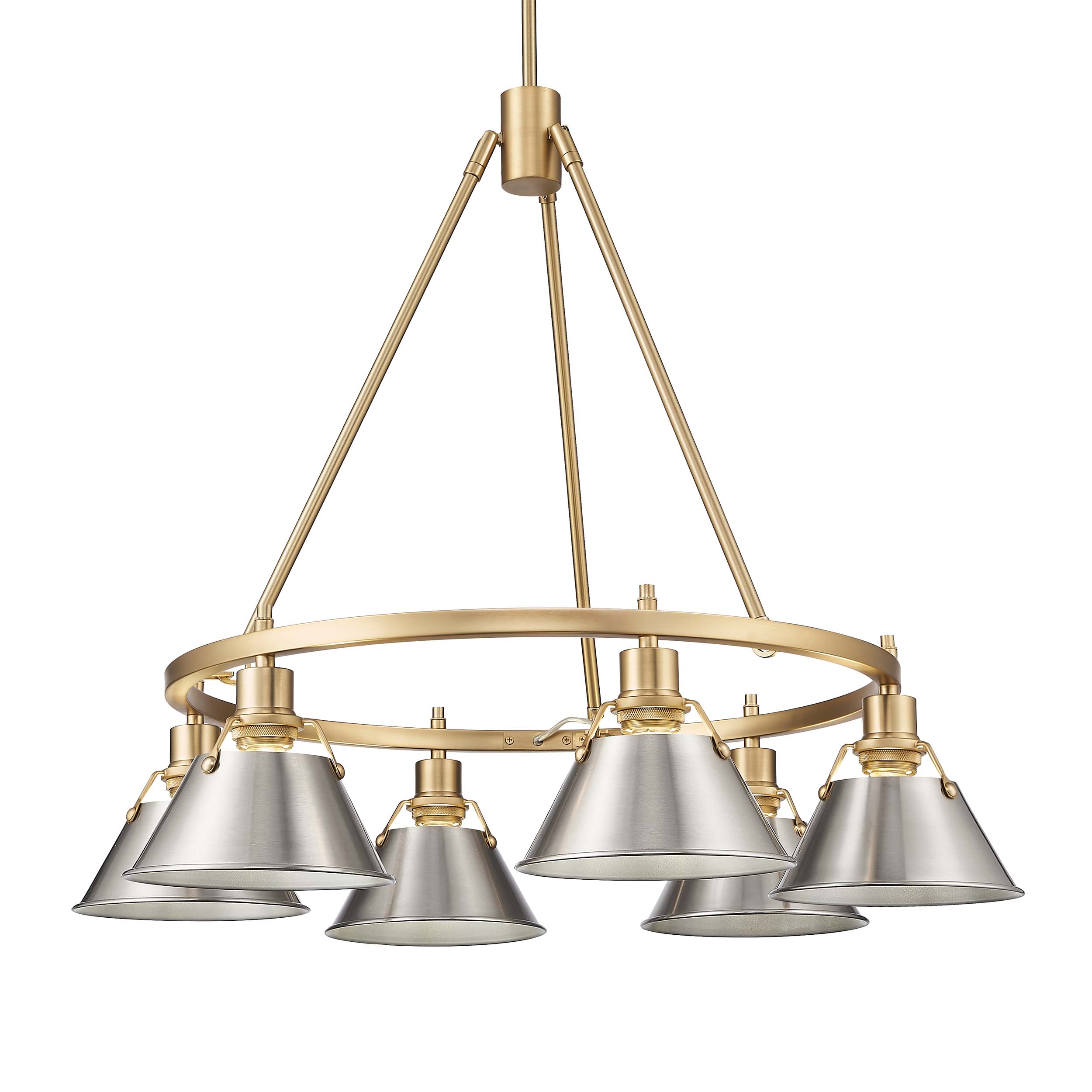 Yep by Golden Lighting Orwell 6-light Chandelier in Brushed Champagne Brass and Pewter shade - - Golden Lighting