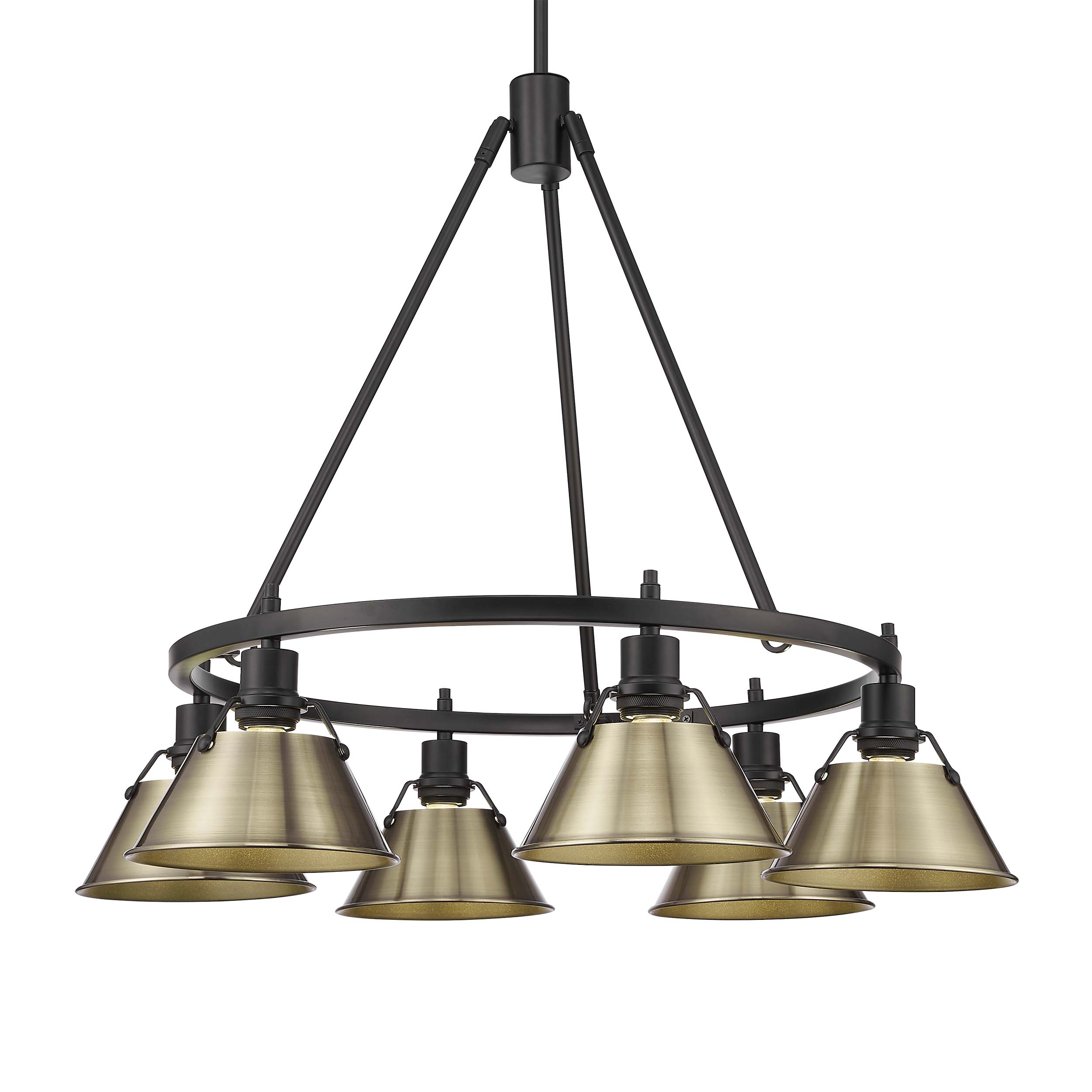 Yep by Golden Lighting Orwell 6-light Chandelier in Matte Black and Aged Brass shade - Default Title - Golden Lighting