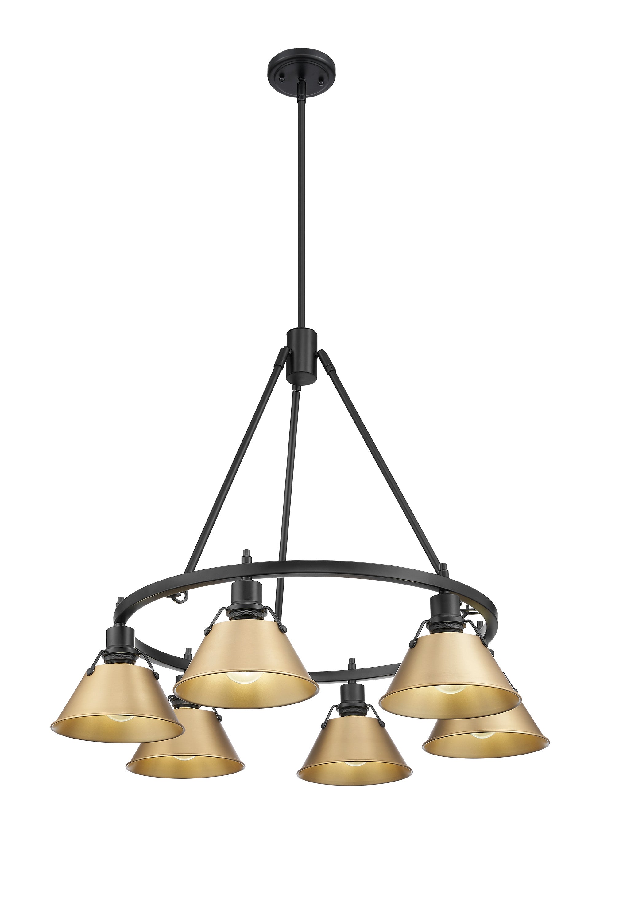 Yep by Golden Lighting Orwell 6-light Chandelier in Matte Black and Brushed Champagne Brass shade - - Golden Lighting
