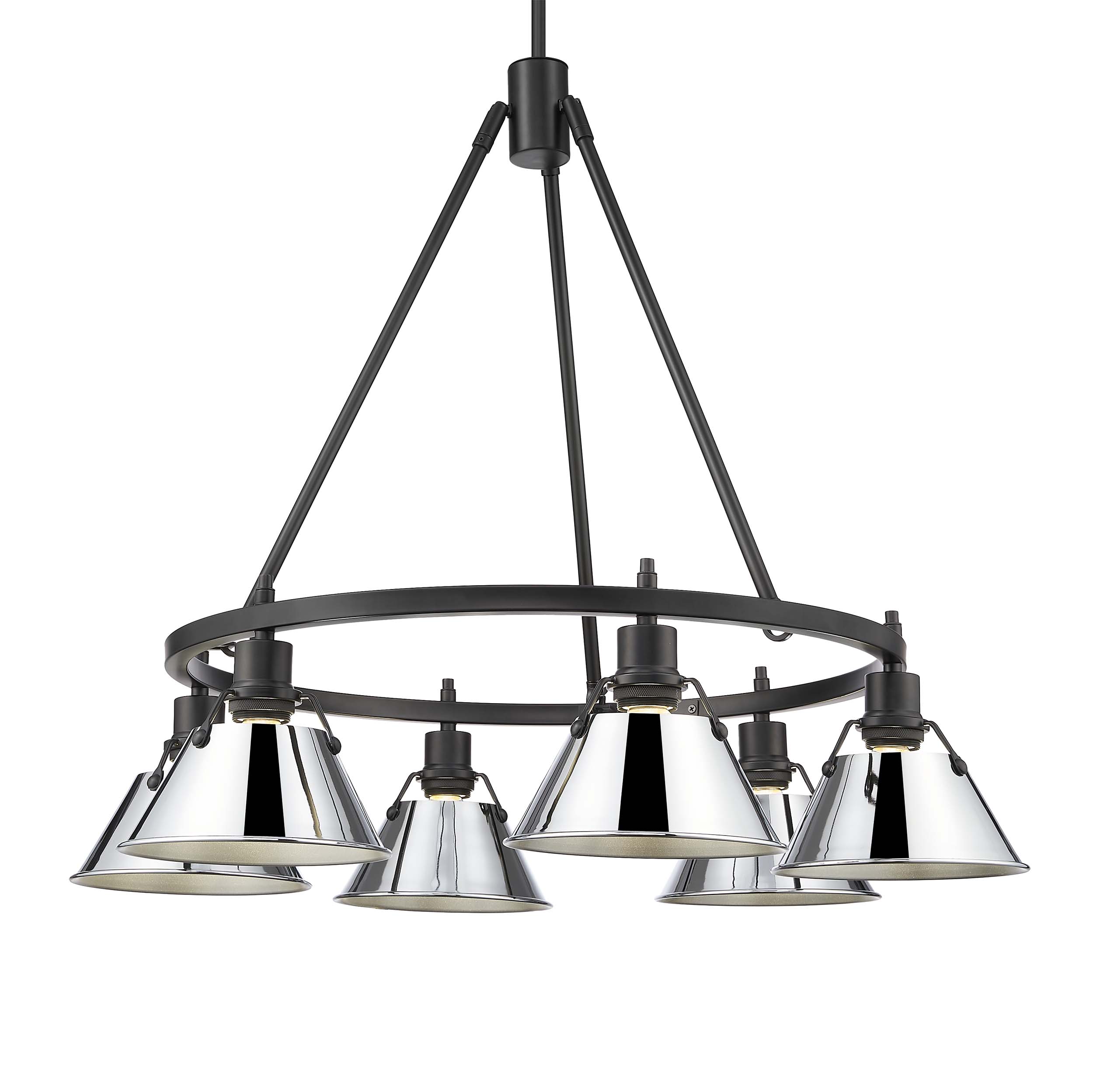 Yep by Golden Lighting Orwell 6-light Chandelier in Matte Black and Chrome shade - - Golden Lighting