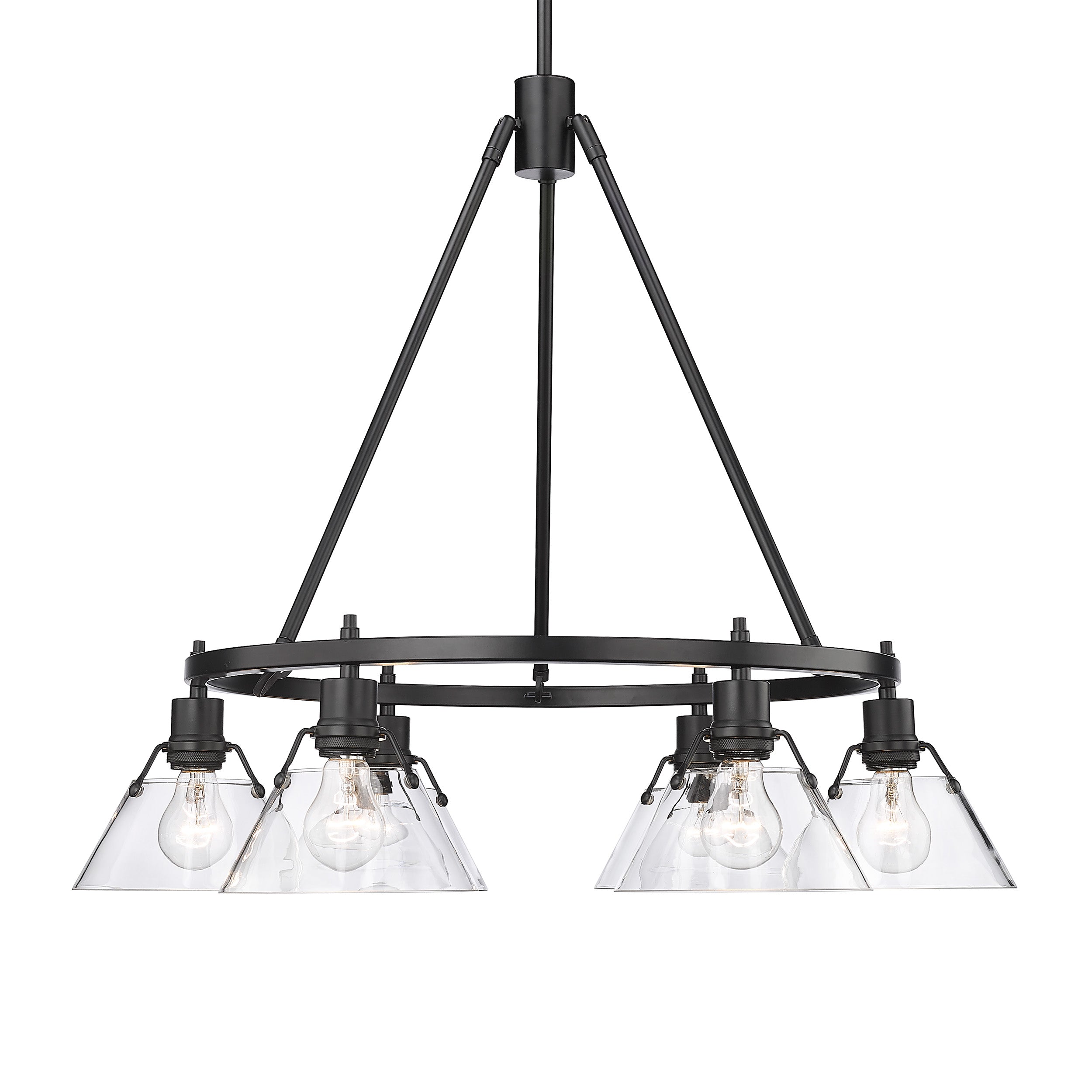 Yep by Golden Lighting Orwell 6-light Chandelier in Matte Black and Clear Glass - Default Title - Golden Lighting