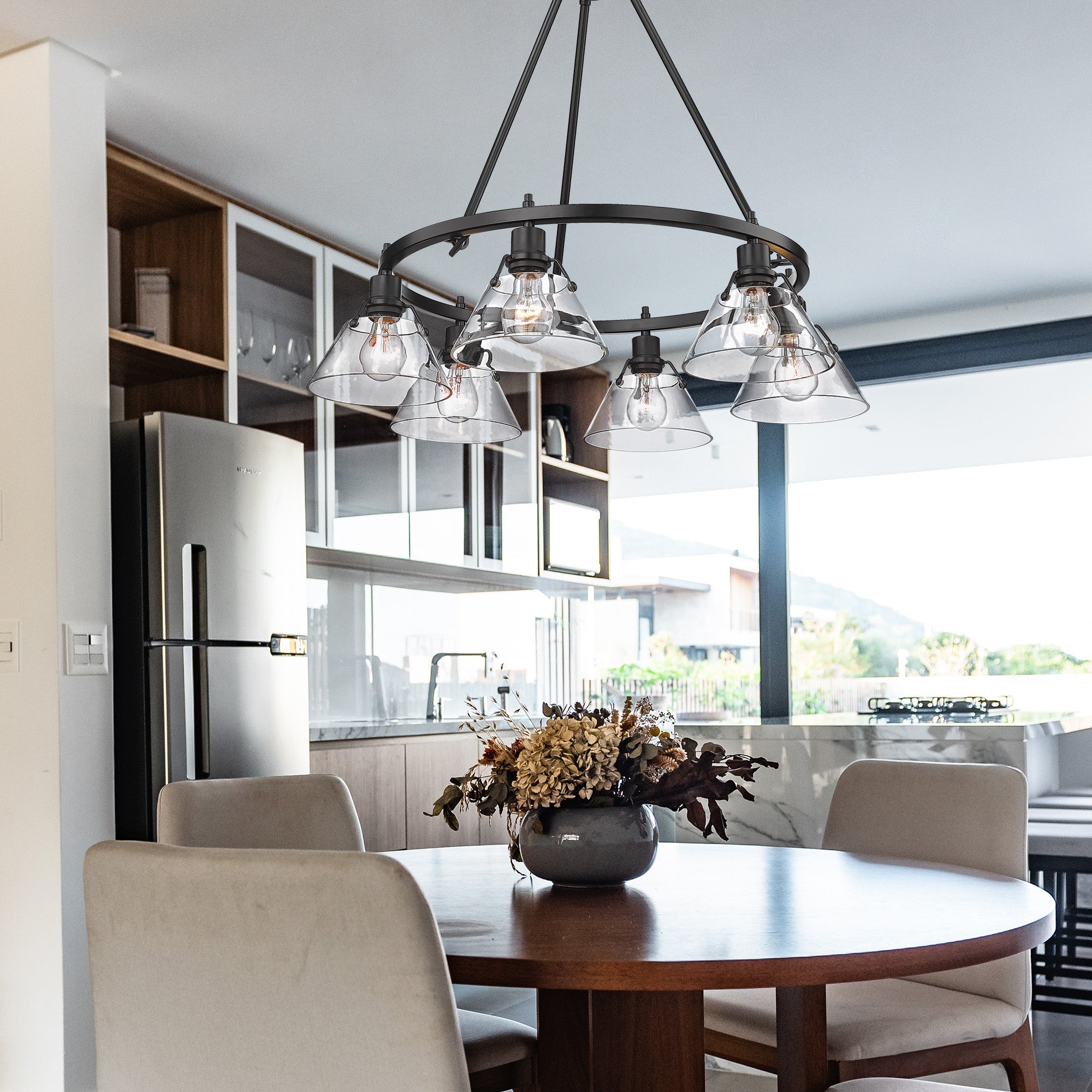 Yep by Golden Lighting Orwell 6-light Chandelier in Matte Black and Clear Glass - - Golden Lighting