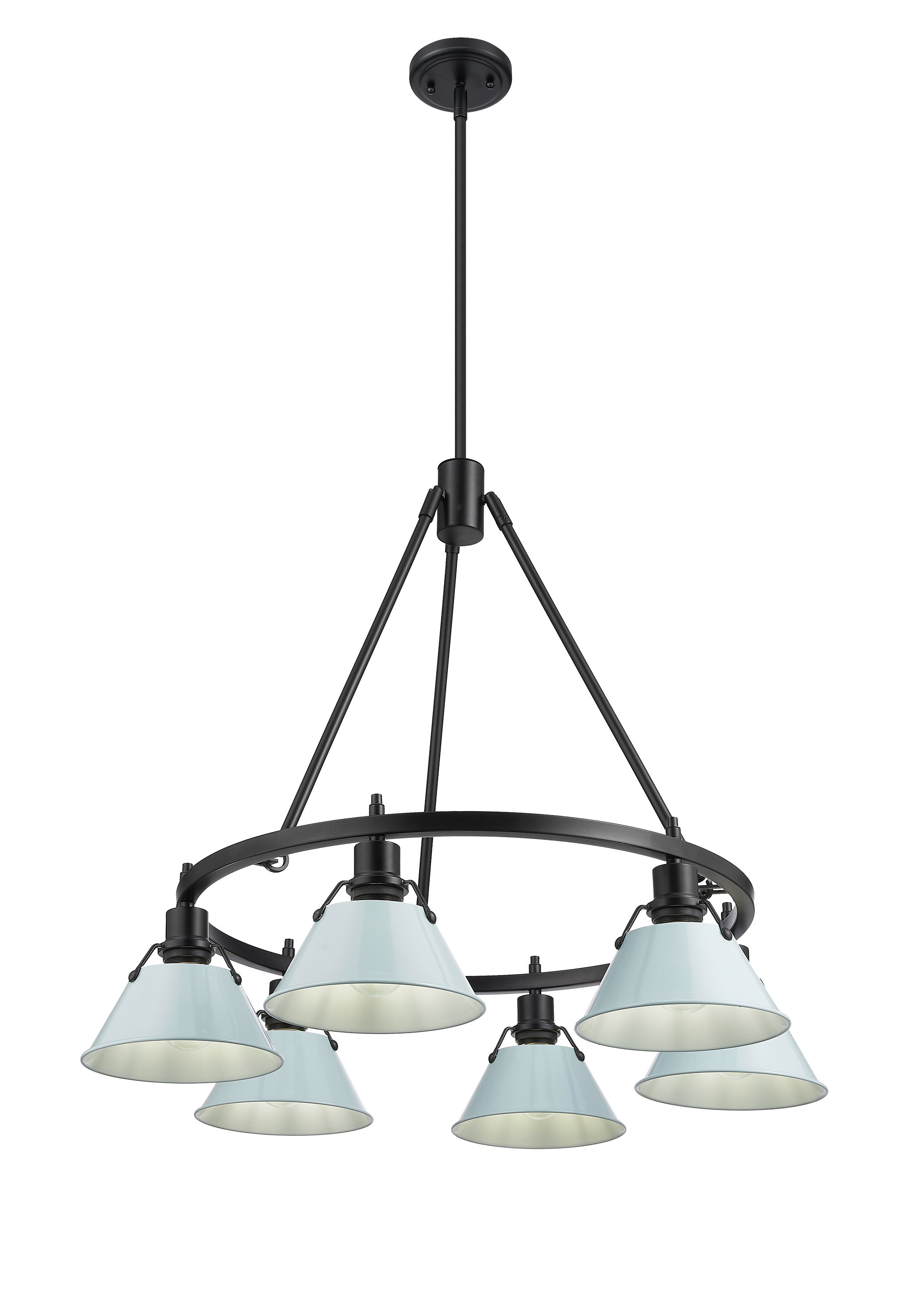 Yep by Golden Lighting Orwell 6-light Chandelier in Matte Black and Dusky Blue shade - - Golden Lighting