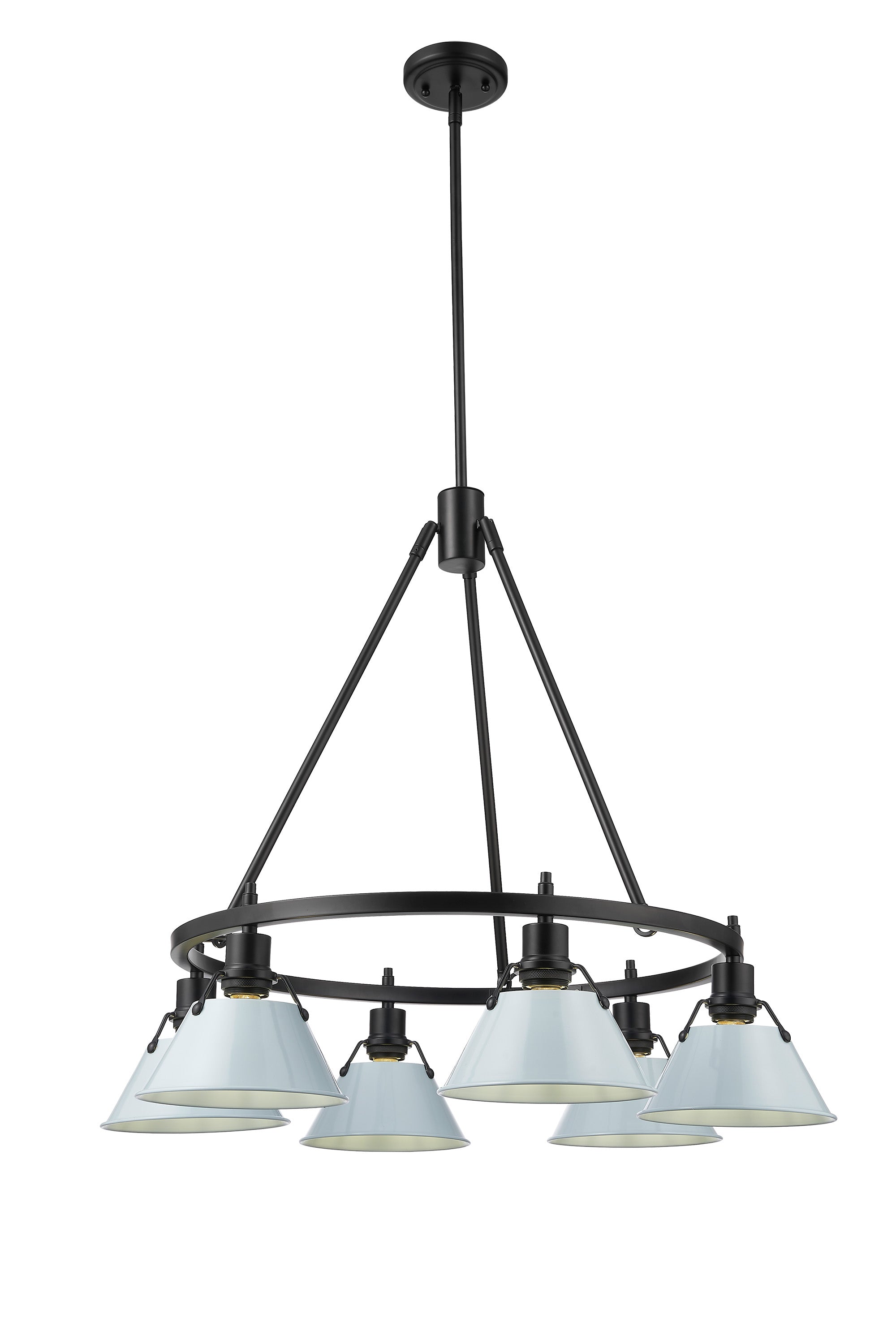 Orwell 6-Light Chandelier in Matte Black with Dusky Blue - Default Title - Golden Lighting