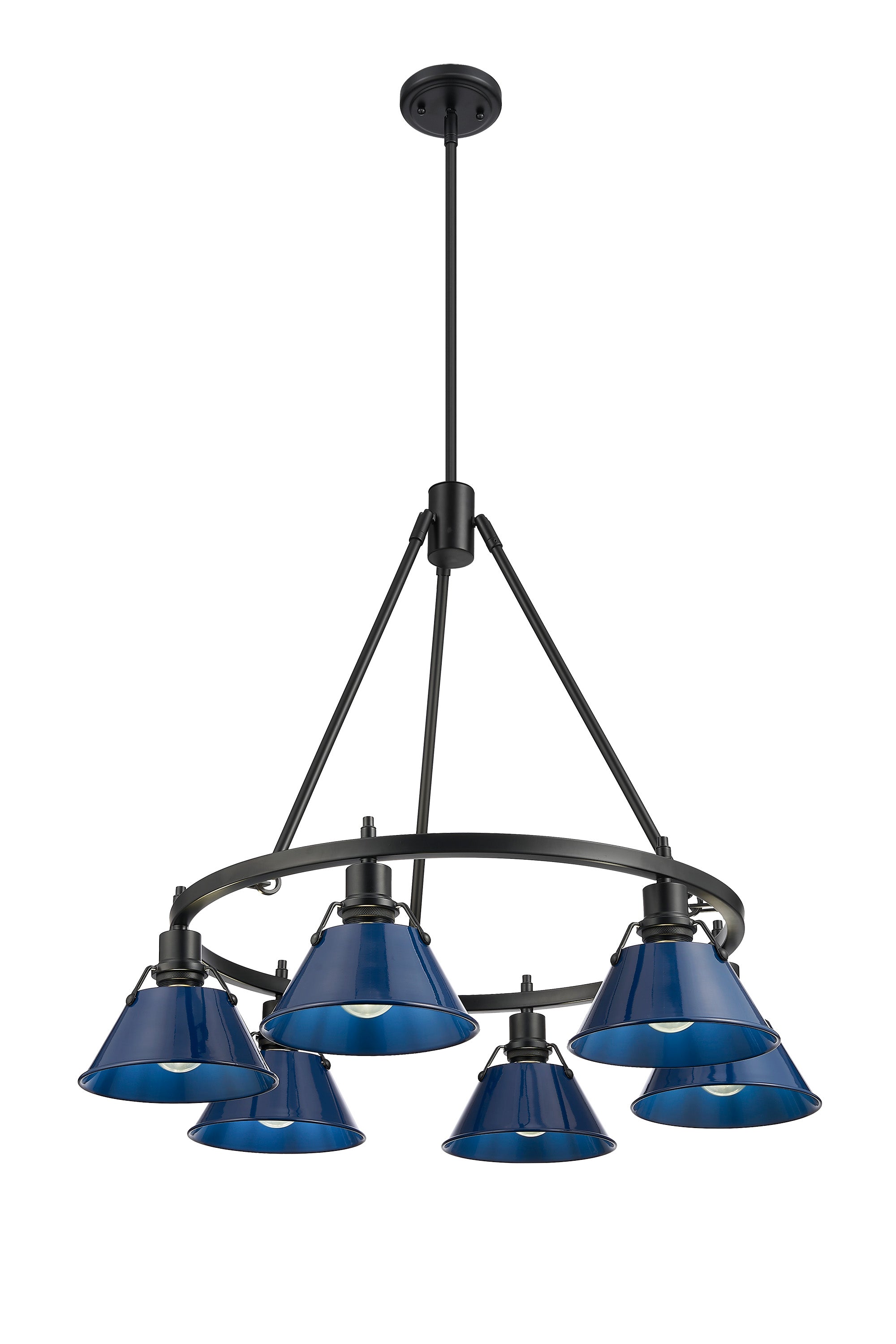 Yep by Golden Lighting Orwell 6-light Chandelier in Matte Black and Navy Blue shade - - Golden Lighting