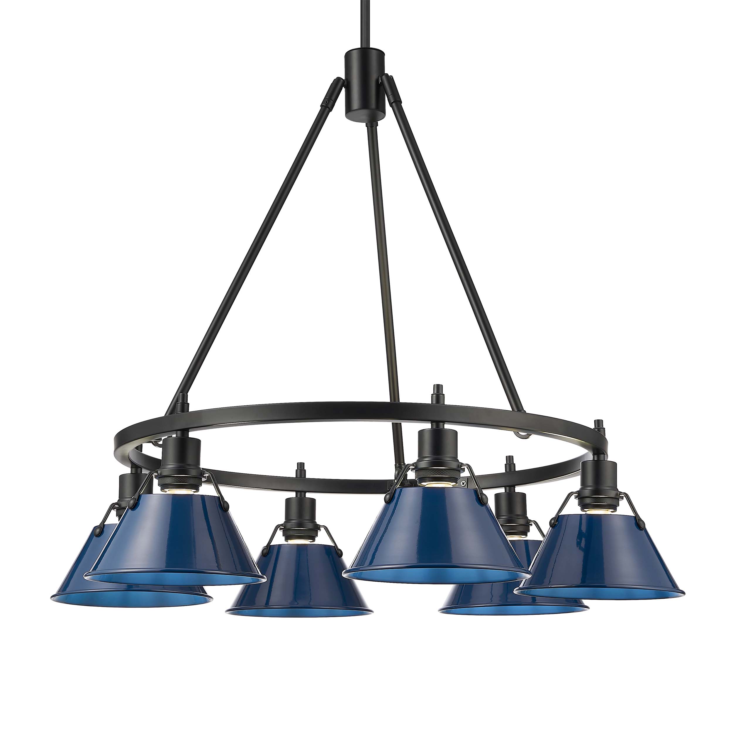 Yep by Golden Lighting Orwell 6-light Chandelier in Matte Black and Navy Blue shade - Default Title - Golden Lighting