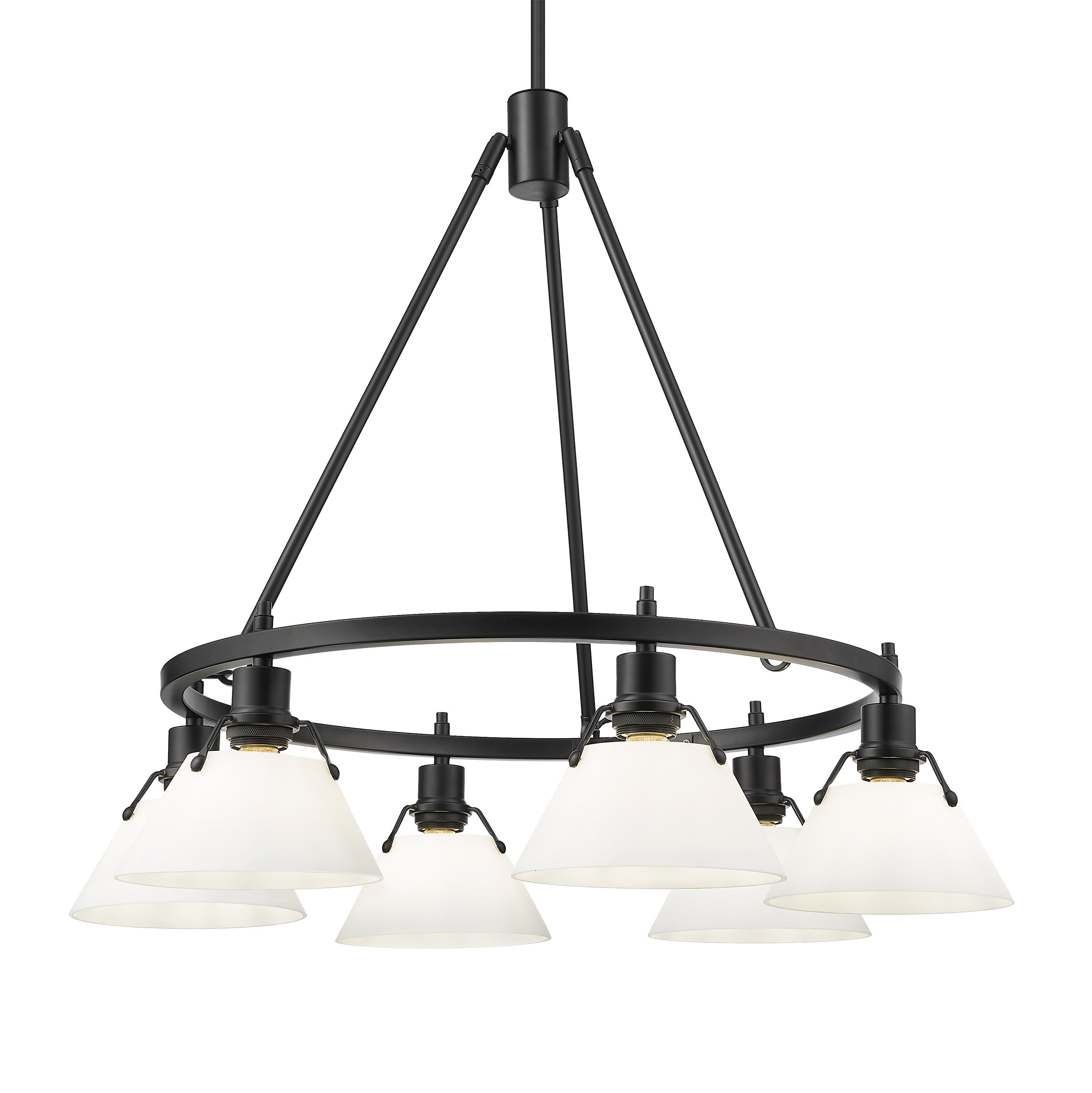 Yep by Golden Lighting Orwell 6-light Chandelier in Matte Black and Opal Glass - Default Title - Golden Lighting