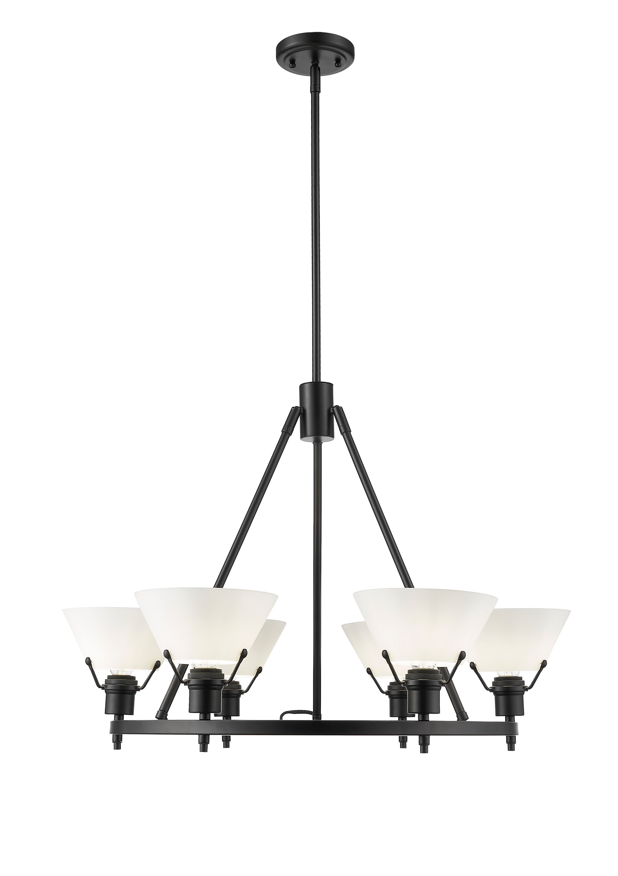 Yep by Golden Lighting Orwell 6-light Chandelier in Matte Black and Opal Glass - - Golden Lighting