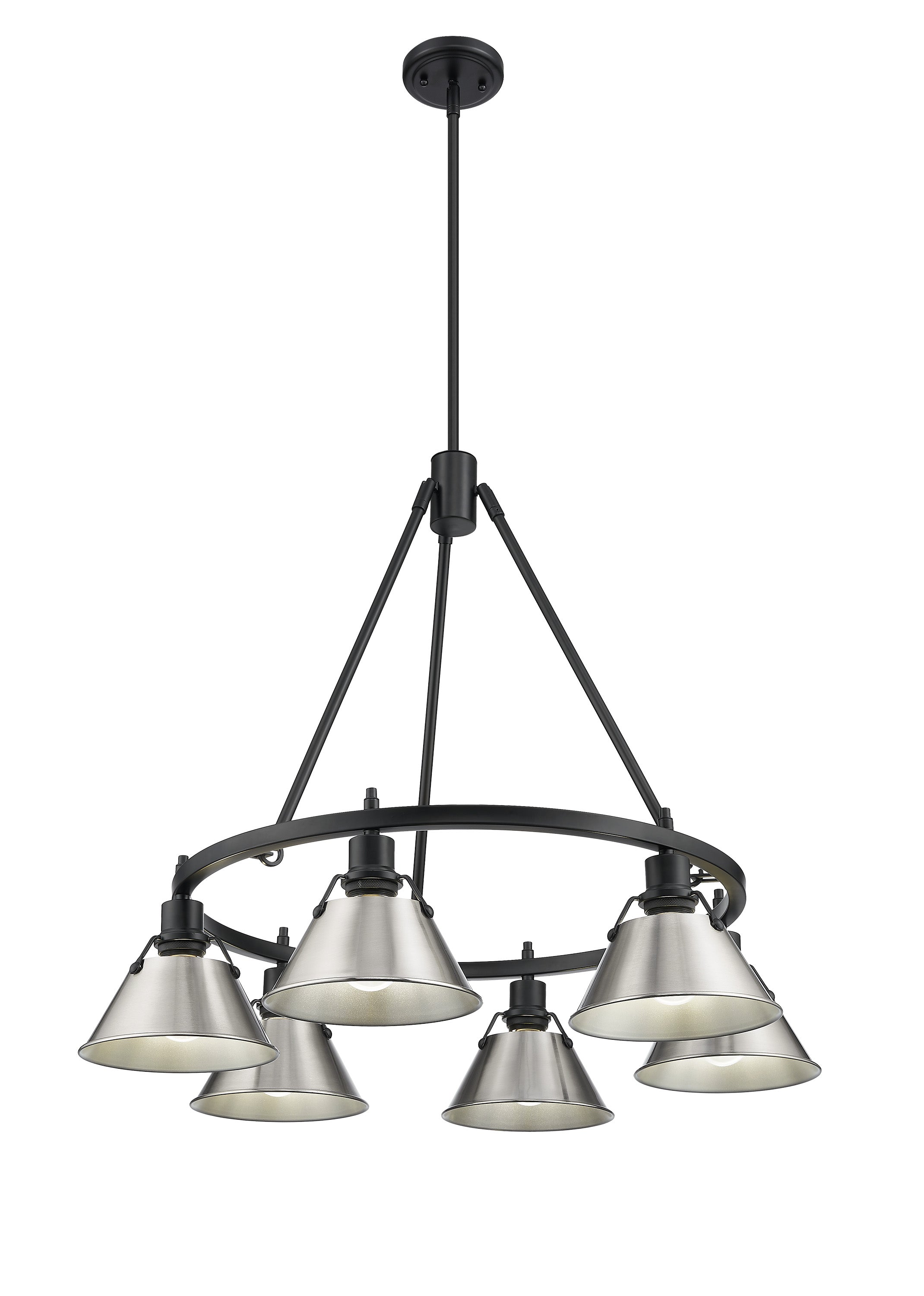 Yep by Golden Lighting Orwell 6-light Chandelier in Matte Black and Pewter shade - - Golden Lighting
