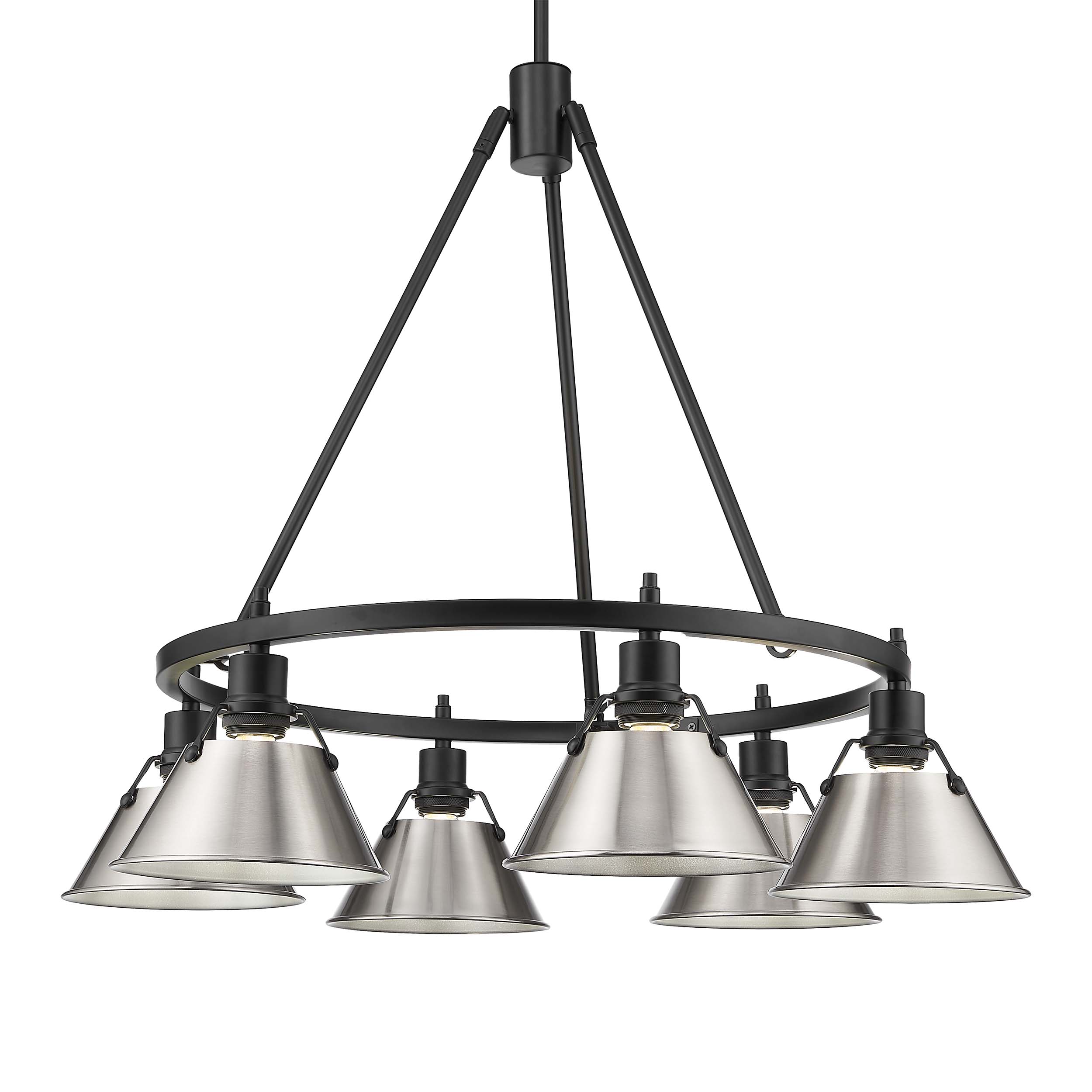 Yep by Golden Lighting Orwell 6-light Chandelier in Matte Black and Pewter shade - Default Title - Golden Lighting