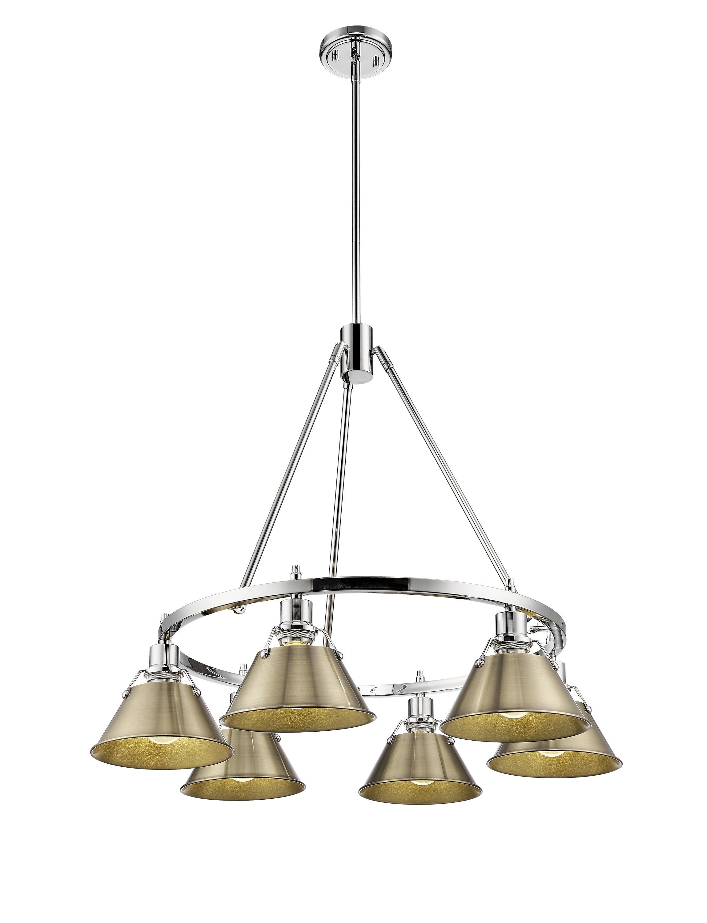 Yep by Golden Lighting Orwell 6-light Chandelier in Chrome and Aged Brass shade - - Golden Lighting