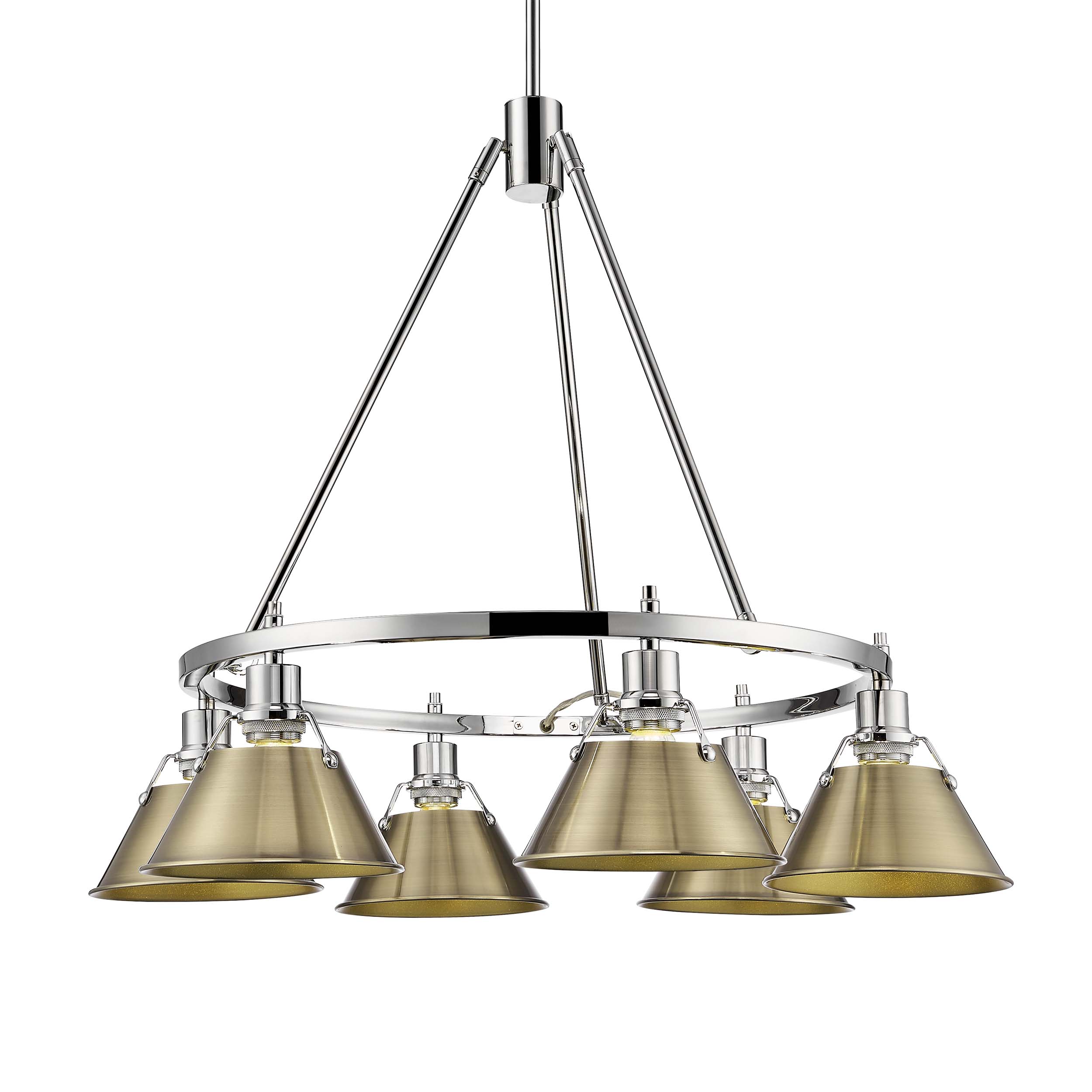 Yep by Golden Lighting Orwell 6-light Chandelier in Chrome and Aged Brass shade - - Golden Lighting