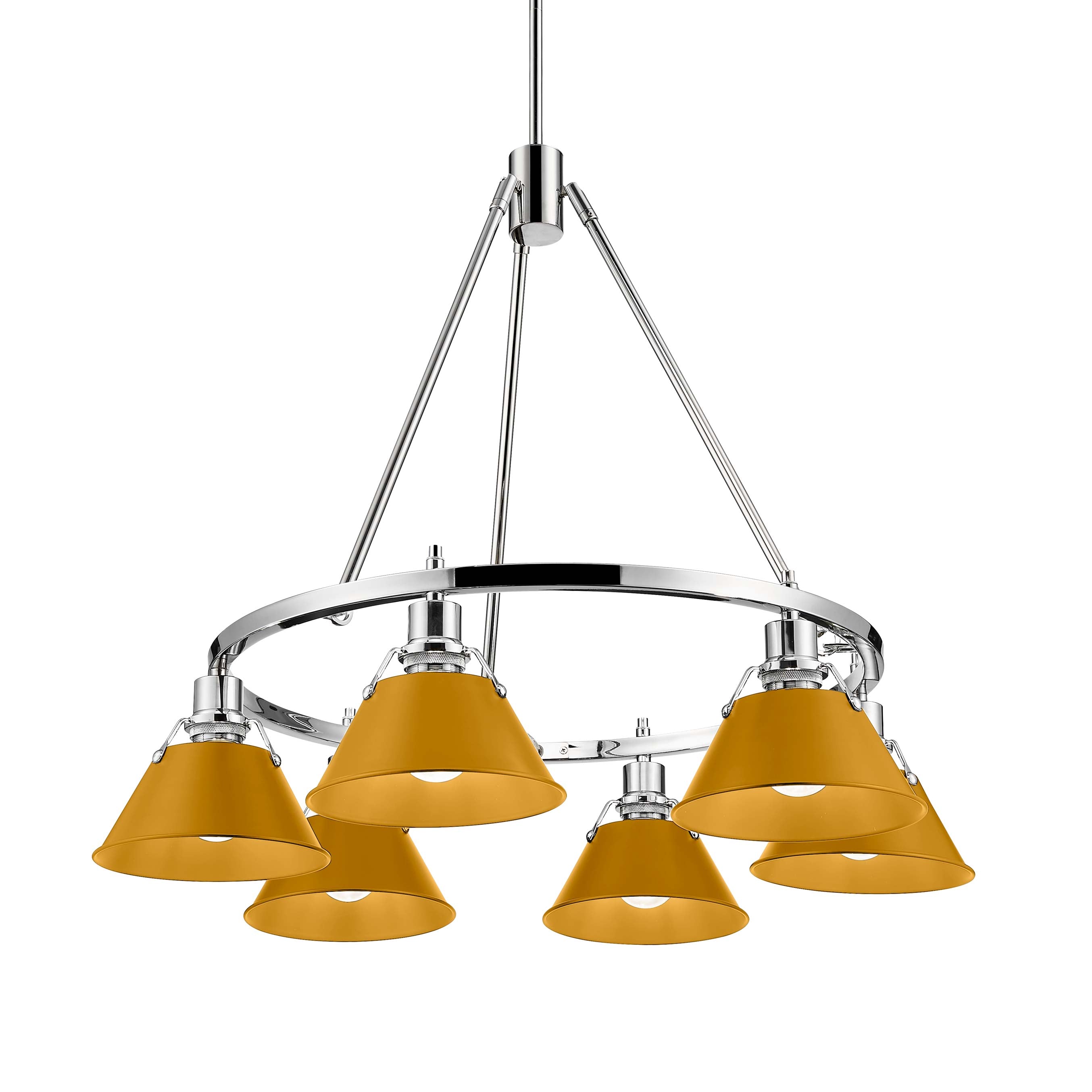 Yep by Golden Lighting Orwell 6-light Chandelier in Chrome and Auric Yellow shade - Default Title - Golden Lighting