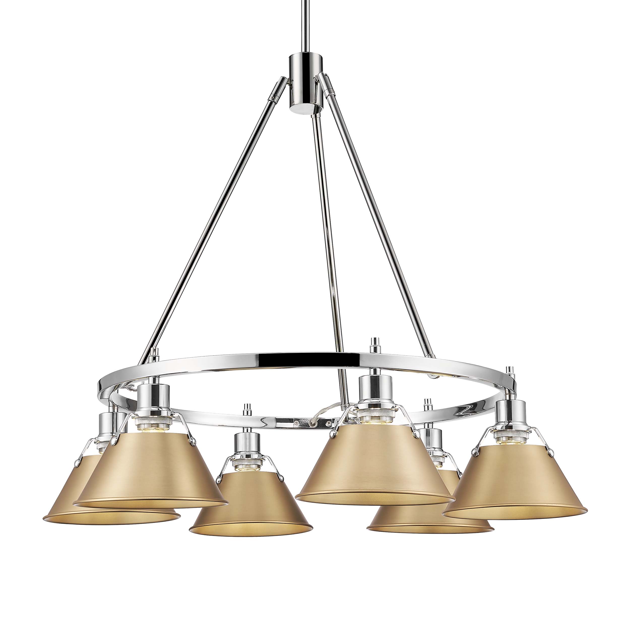 Yep by Golden Lighting Orwell 6-light Chandelier in Chrome and Brushed Champagne Brass shade - Default Title - Golden Lighting