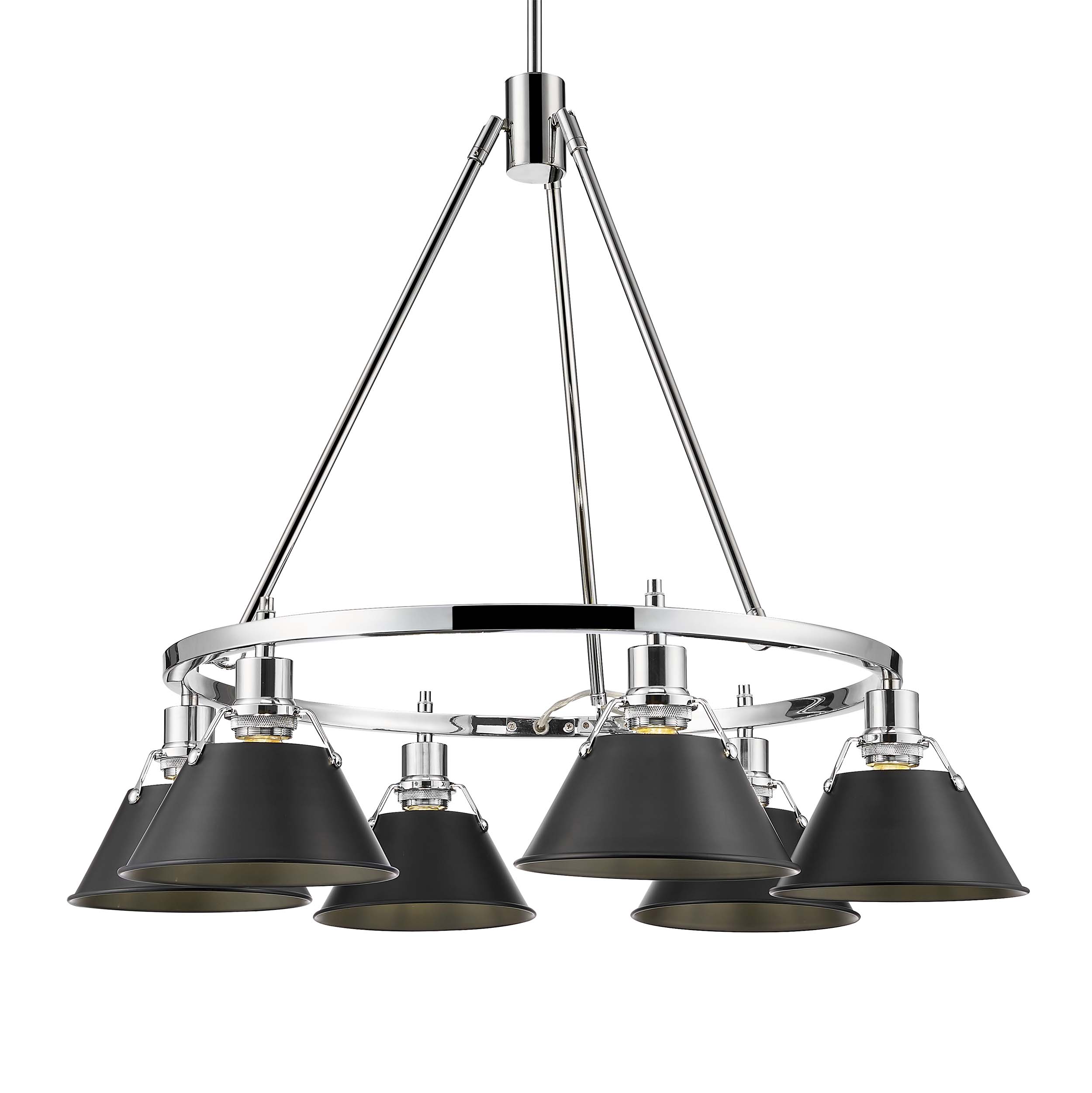 Yep by Golden Lighting Orwell 6-light Chandelier in Chrome and Matte Black shade - Default Title - Golden Lighting