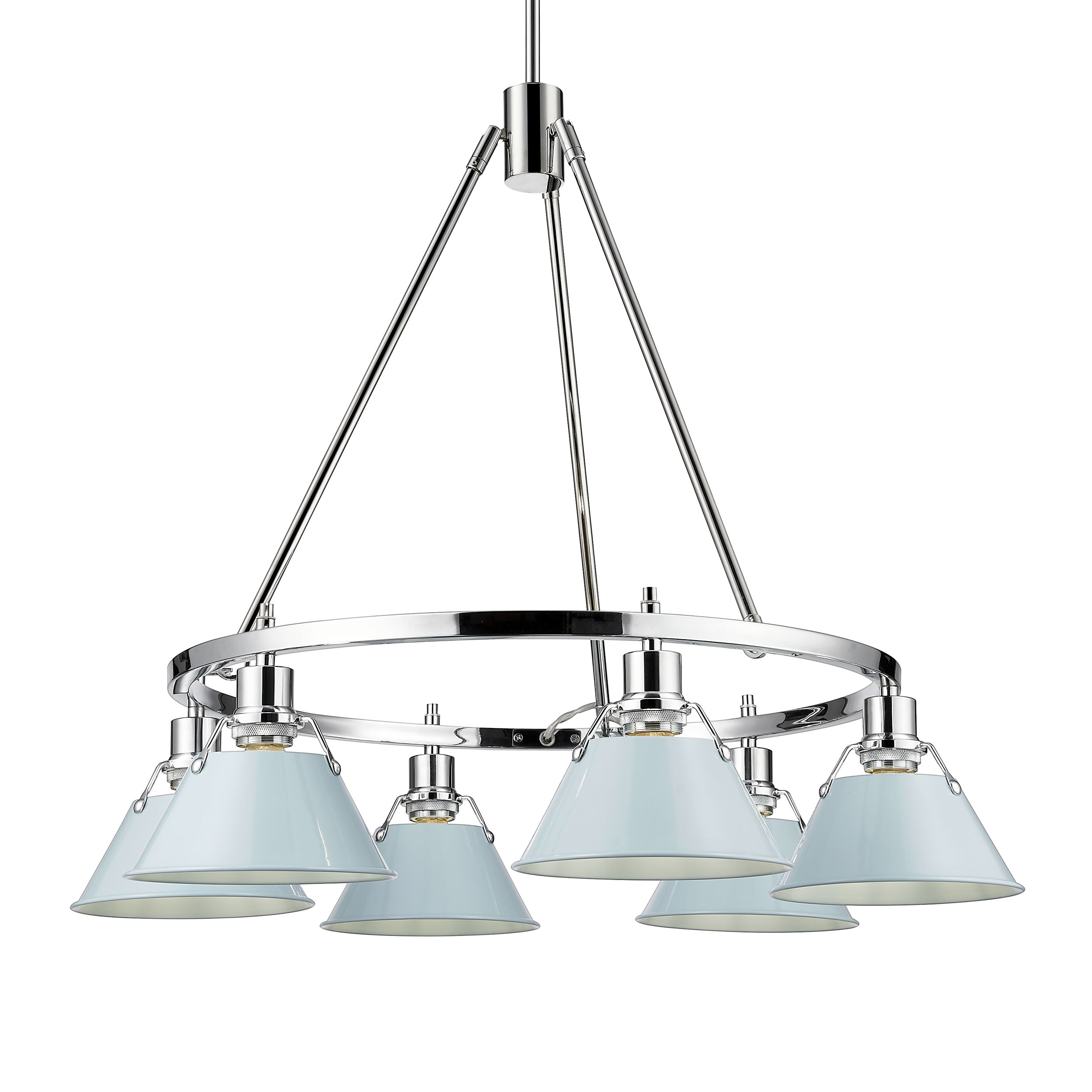 Yep by Golden Lighting Orwell 6-light Chandelier in Chrome and Dusky Blue shade - - Golden Lighting