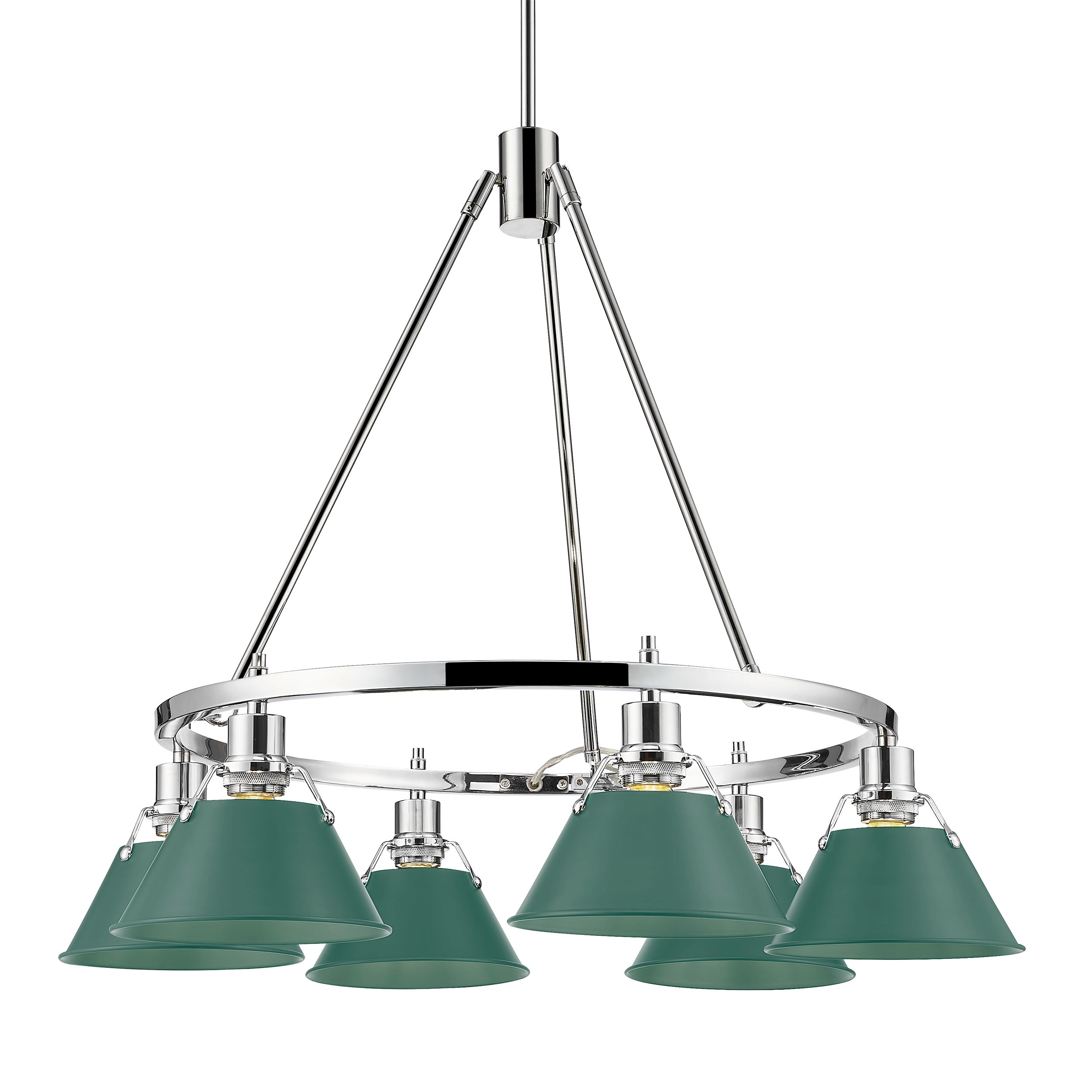Yep by Golden Lighting Orwell 6-light Chandelier in Chrome and Pine Green shade - Default Title - Golden Lighting