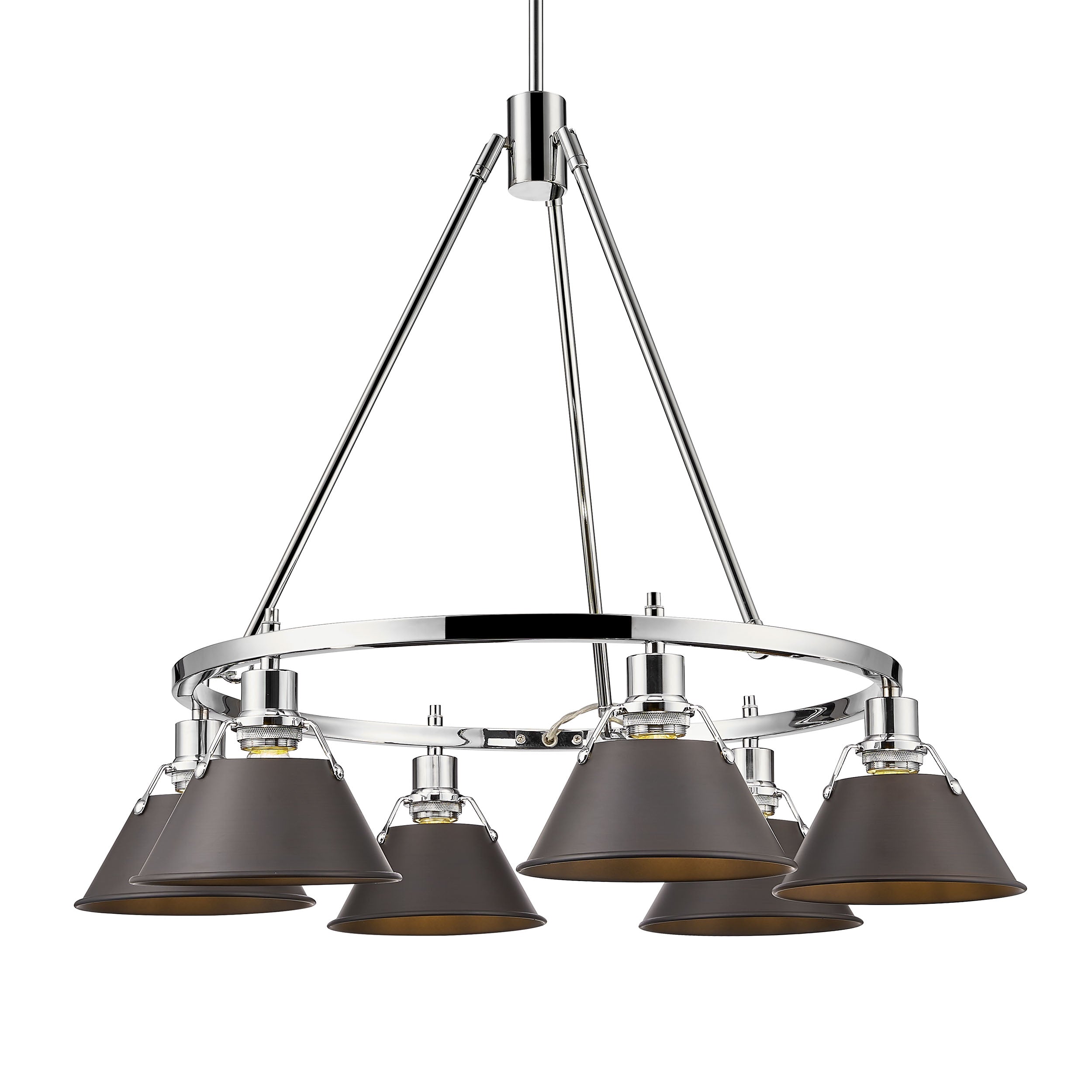 Yep by Golden Lighting Orwell 6-light Chandelier in Chrome and Rubbed Bronze shade - Default Title - Golden Lighting