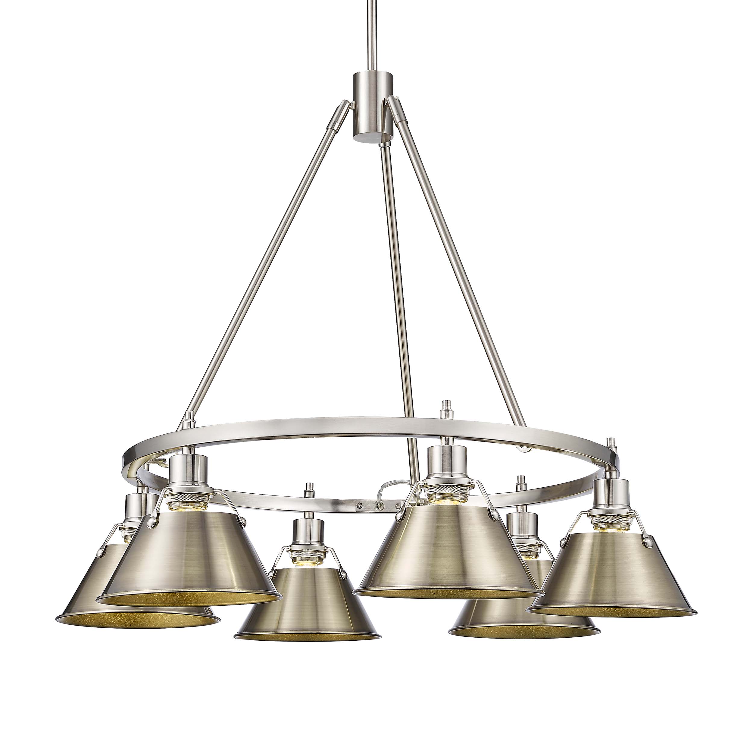 Yep by Golden Lighting Orwell 6-light Chandelier in Pewter and Aged Brass shade - Default Title - Golden Lighting