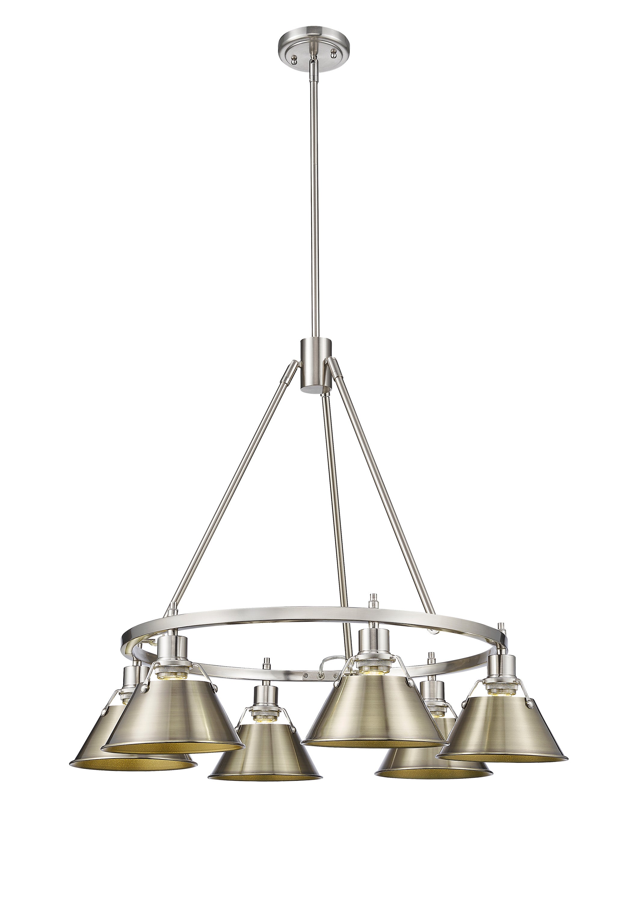 Orwell 6-Light Chandelier in Pewter with Aged Brass - Default Title - Golden Lighting