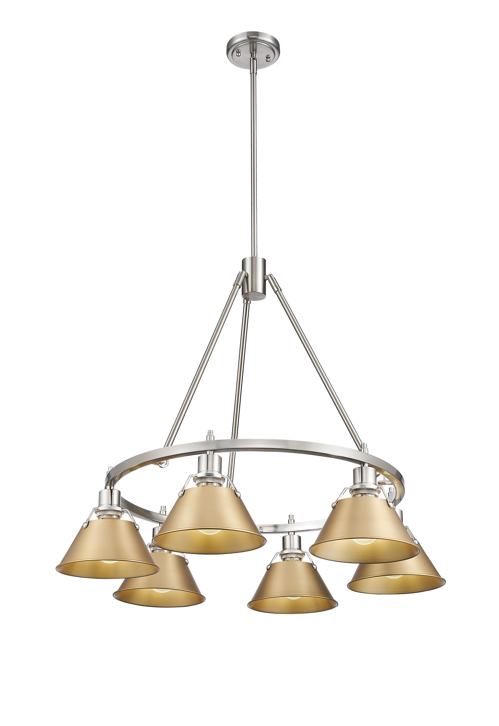 Yep by Golden Lighting Orwell 6-light Chandelier in Pewter and Brushed Champagne Brass shade - - Golden Lighting