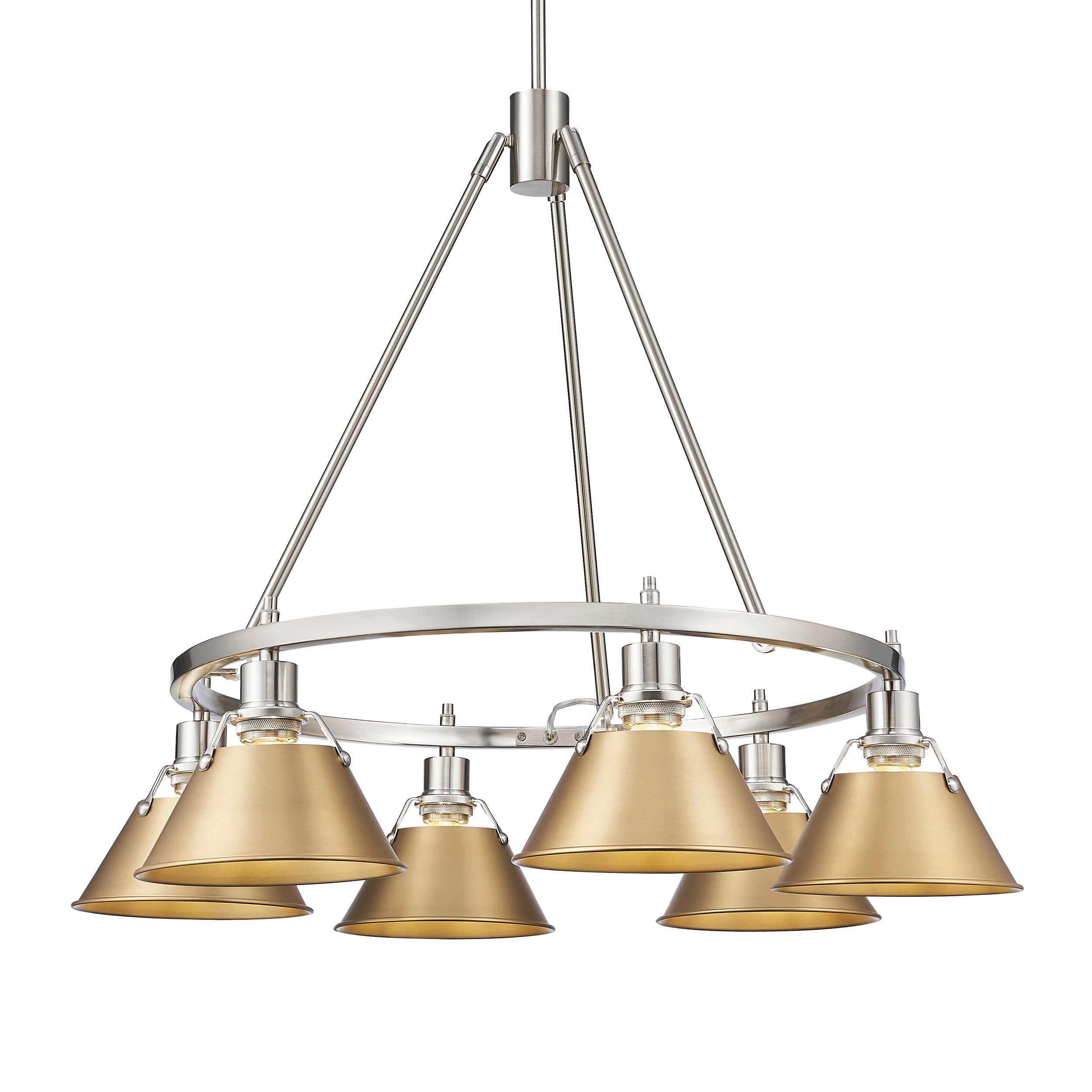 Yep by Golden Lighting Orwell 6-light Chandelier in Pewter and Brushed Champagne Brass shade - - Golden Lighting