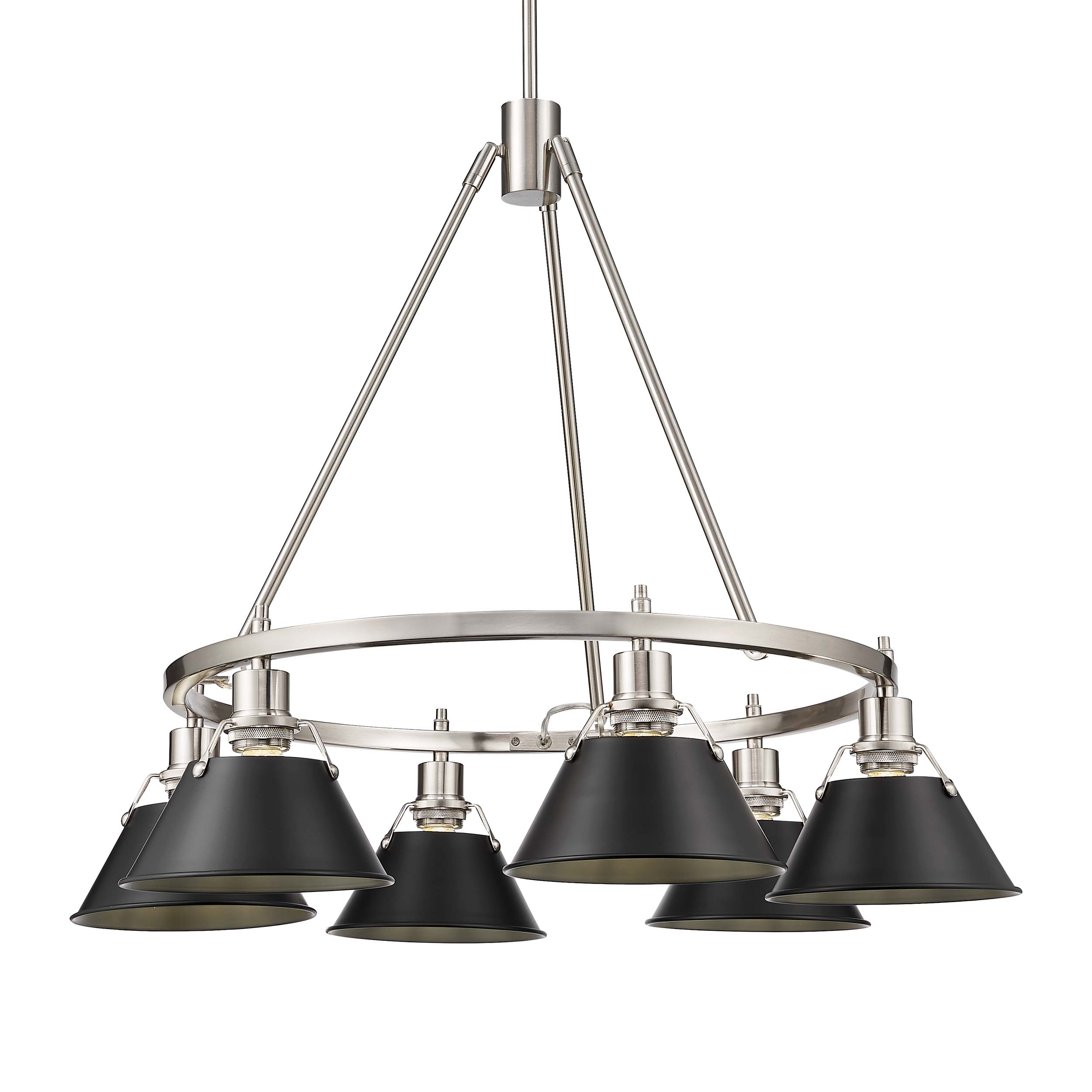Yep by Golden Lighting Orwell 6-light Chandelier in Pewter and Matte Black shade - Default Title - Golden Lighting
