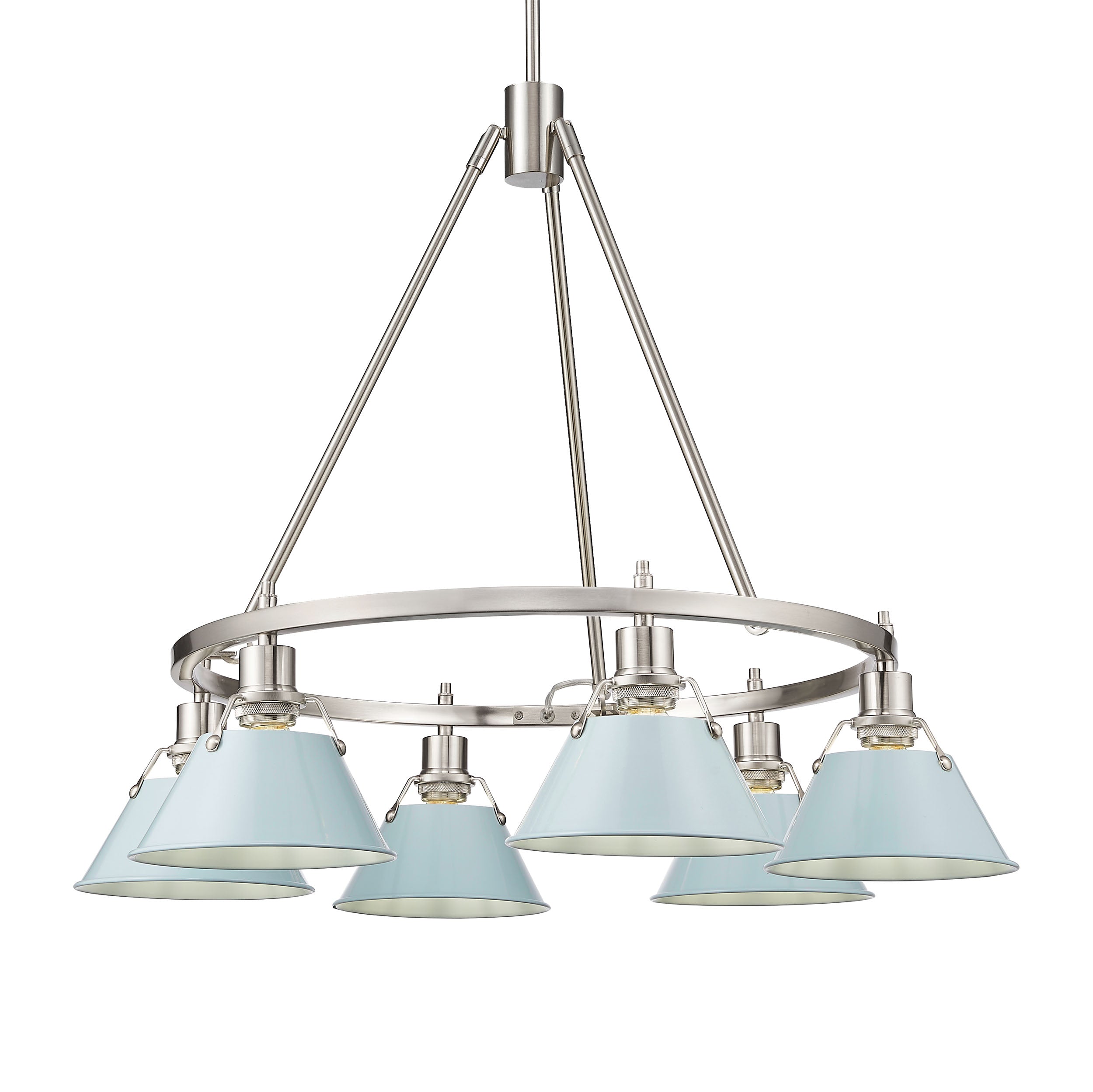 Yep by Golden Lighting Orwell 6-light Chandelier in Pewter and Dusky Blue shade - - Golden Lighting