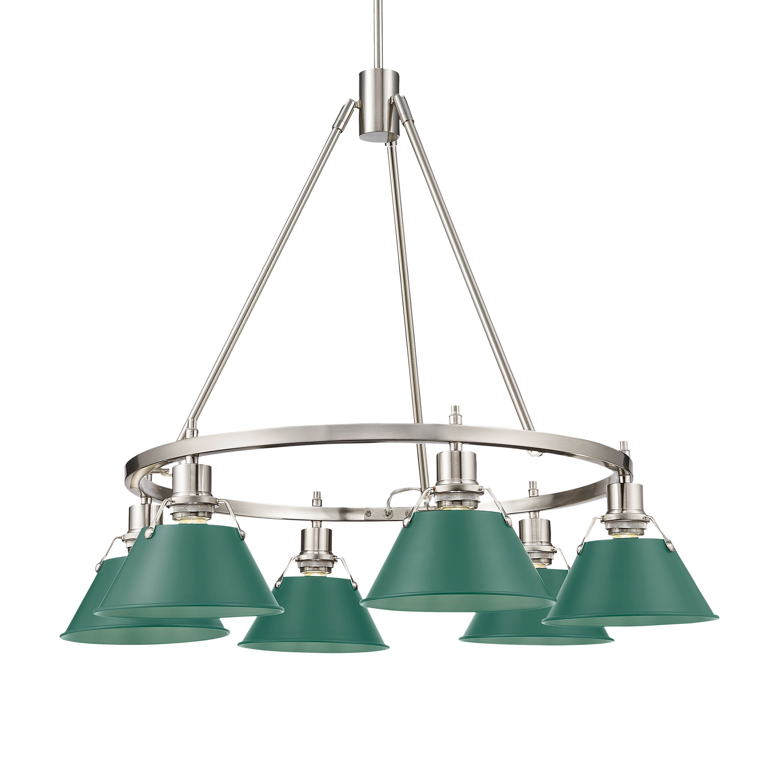 Yep by Golden Lighting Orwell 6-light Chandelier in Pewter and Pine Green shade - Default Title - Golden Lighting