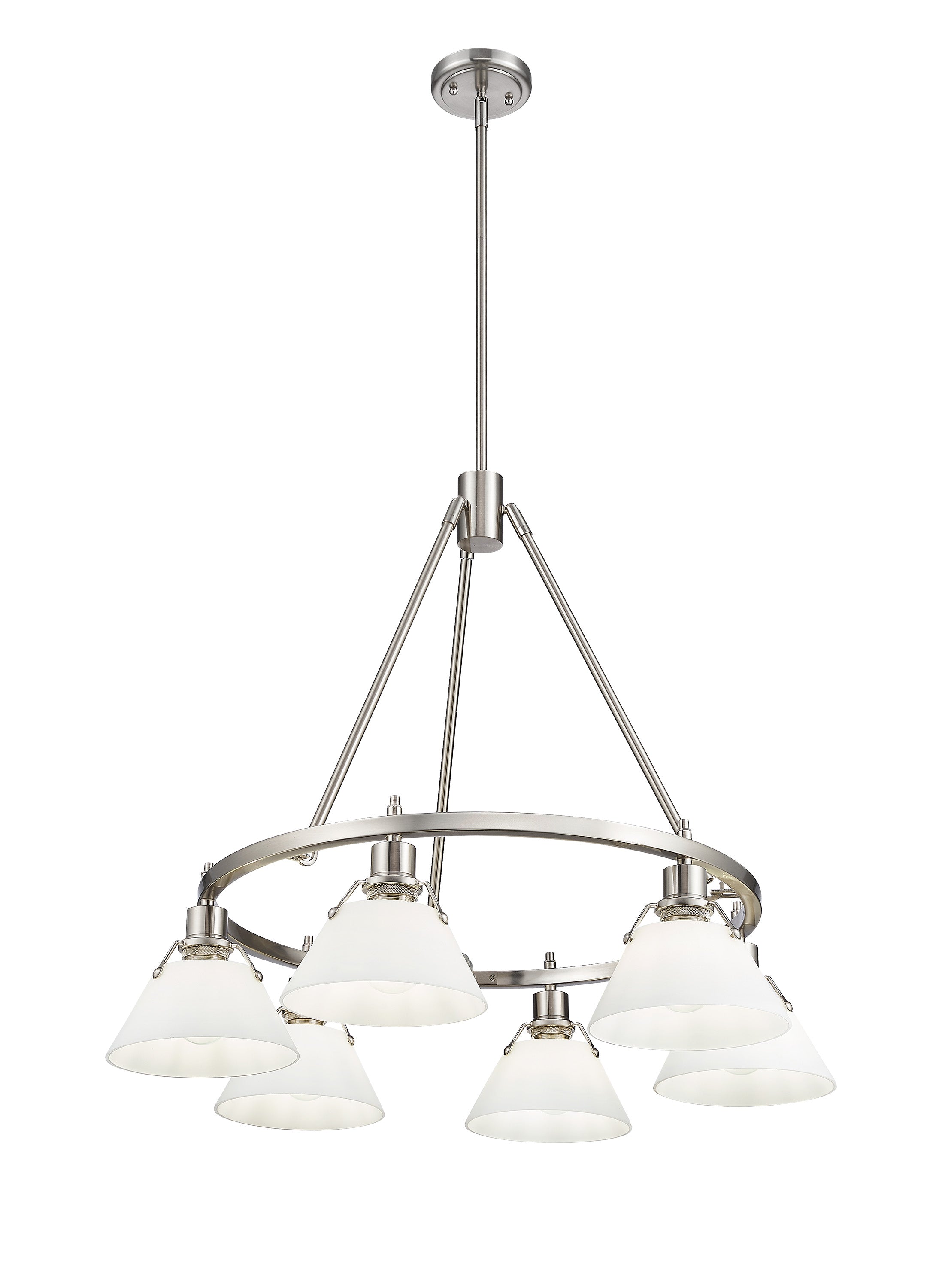 Yep by Golden Lighting Orwell 6-light Chandelier in Pewter and Opal Glass - - Golden Lighting