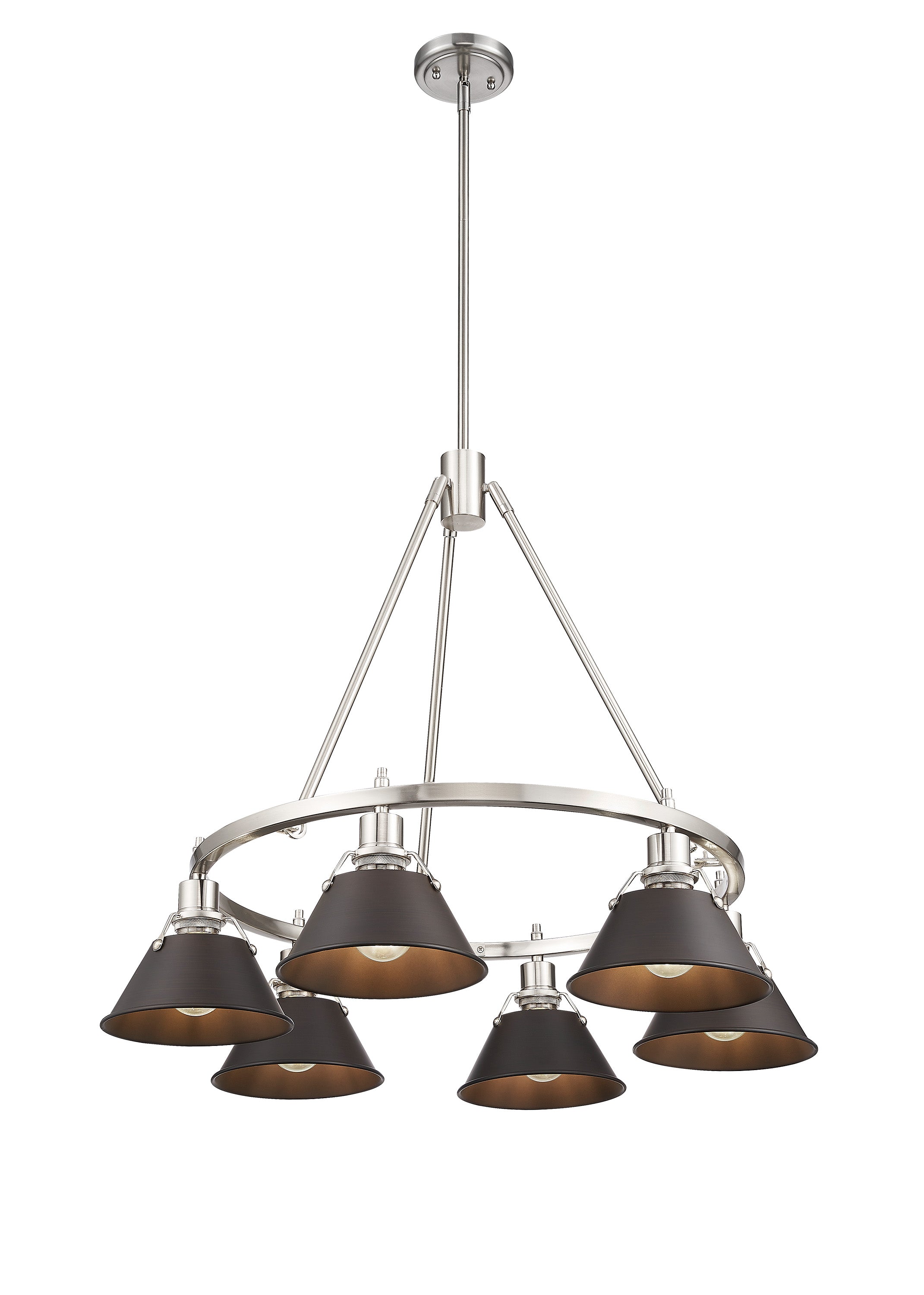 Yep by Golden Lighting Orwell 6-light Chandelier in Pewter and Rubbed Bronze shade - - Golden Lighting